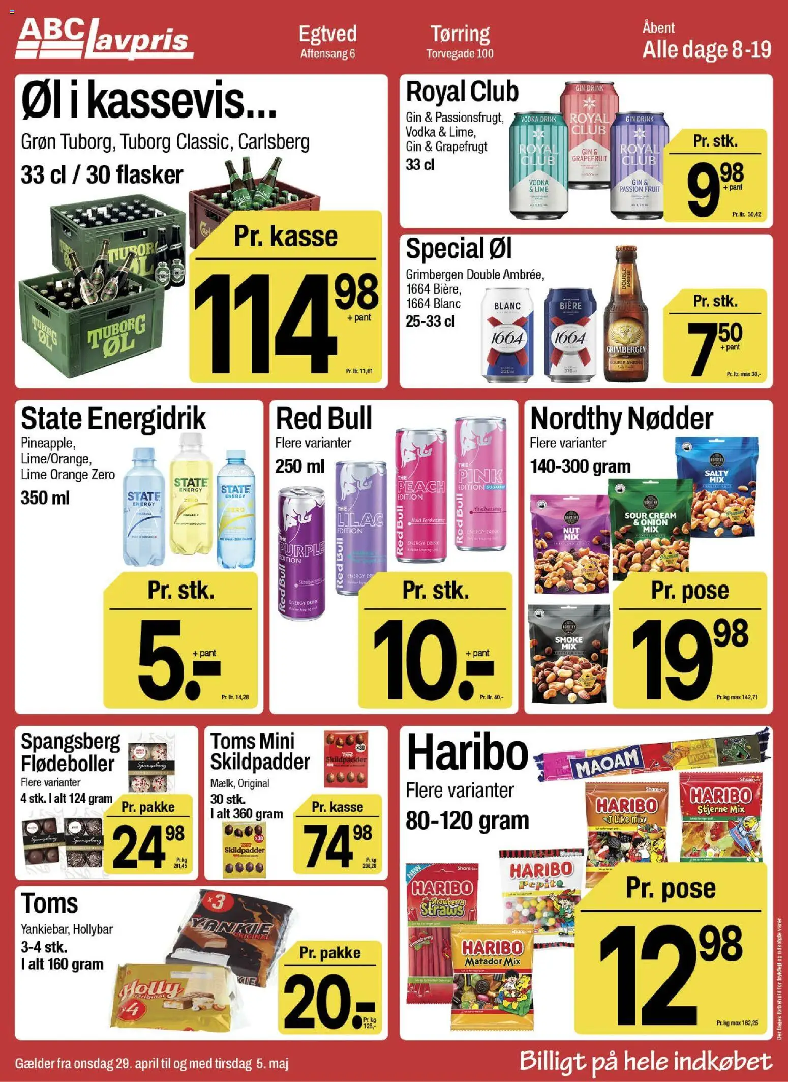 Abc Lavpris tilbudsavis – gyldig fra 29.04.2026 | Side: 12 | Produkter: Gin, Nødder, Vodka, Lime