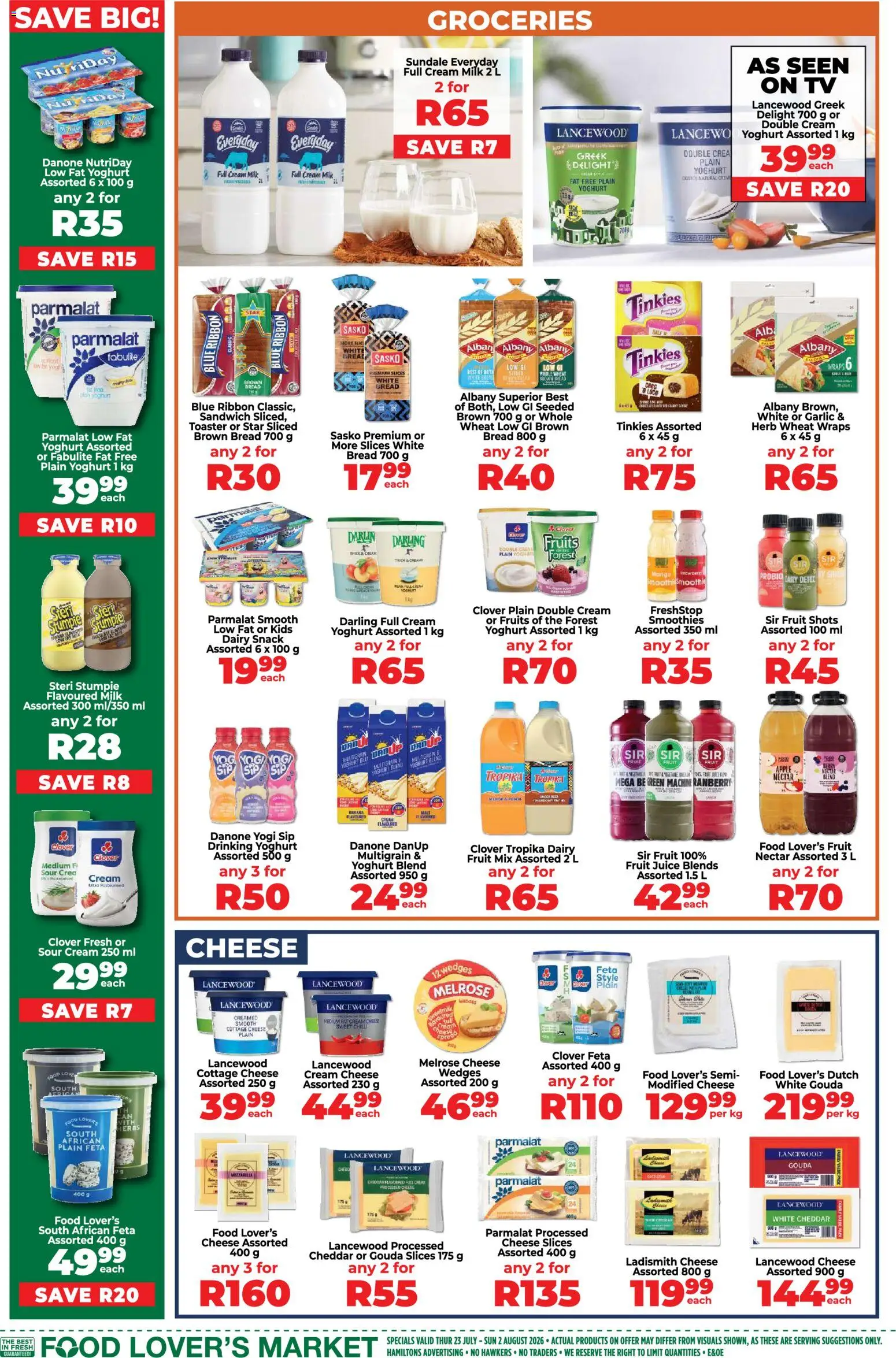 New Food Lover's Market catalogue – valid from 23/07/2026 | Page: 6 | Products: Yoghurt, Toaster, Cheese, Cottage cheese