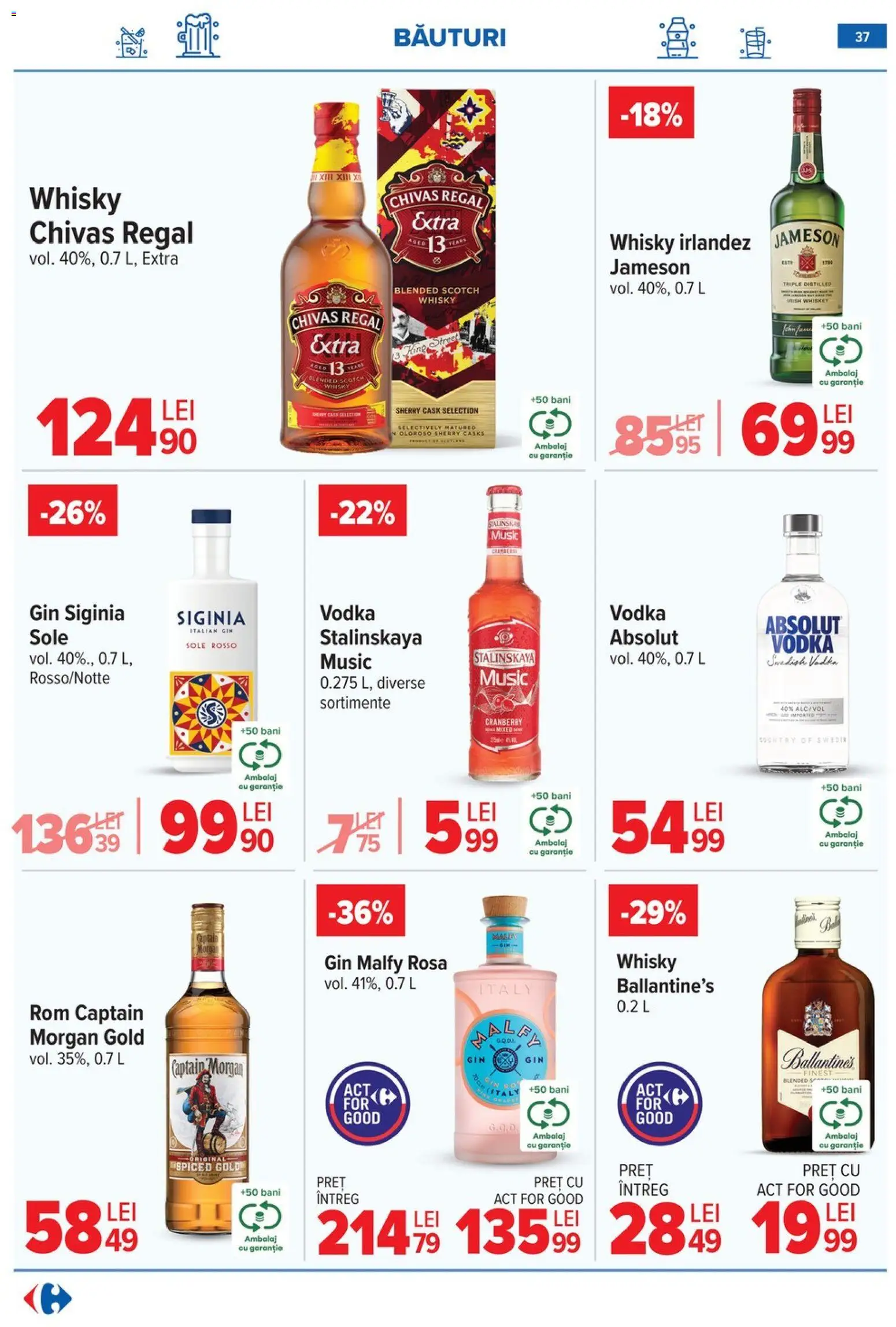 Noul catalog Carrefour – valabil de la 10.06.2026 | Pagină: 37 | Produse: Rom, Gin, Vodka, Whiskey