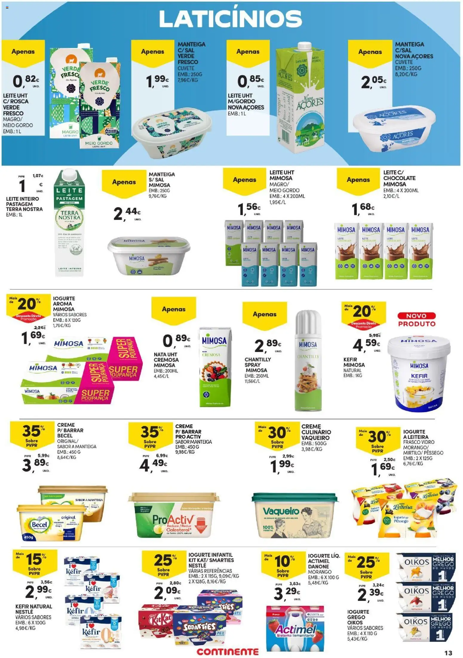 Continente Açores │ válido de 03/09/2026 | Página: 13 | Produtos: Sal, Leite, Manteiga, Nestlé