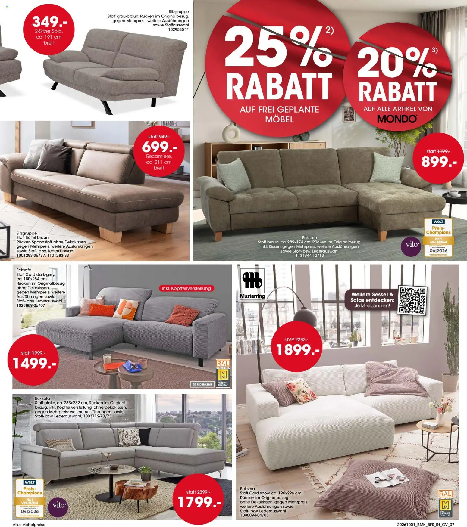 Möbel Martin Prospekt – gültig ab 01.10.2026 | Seite: 7 | Produkte: Ecksofa, Sessel