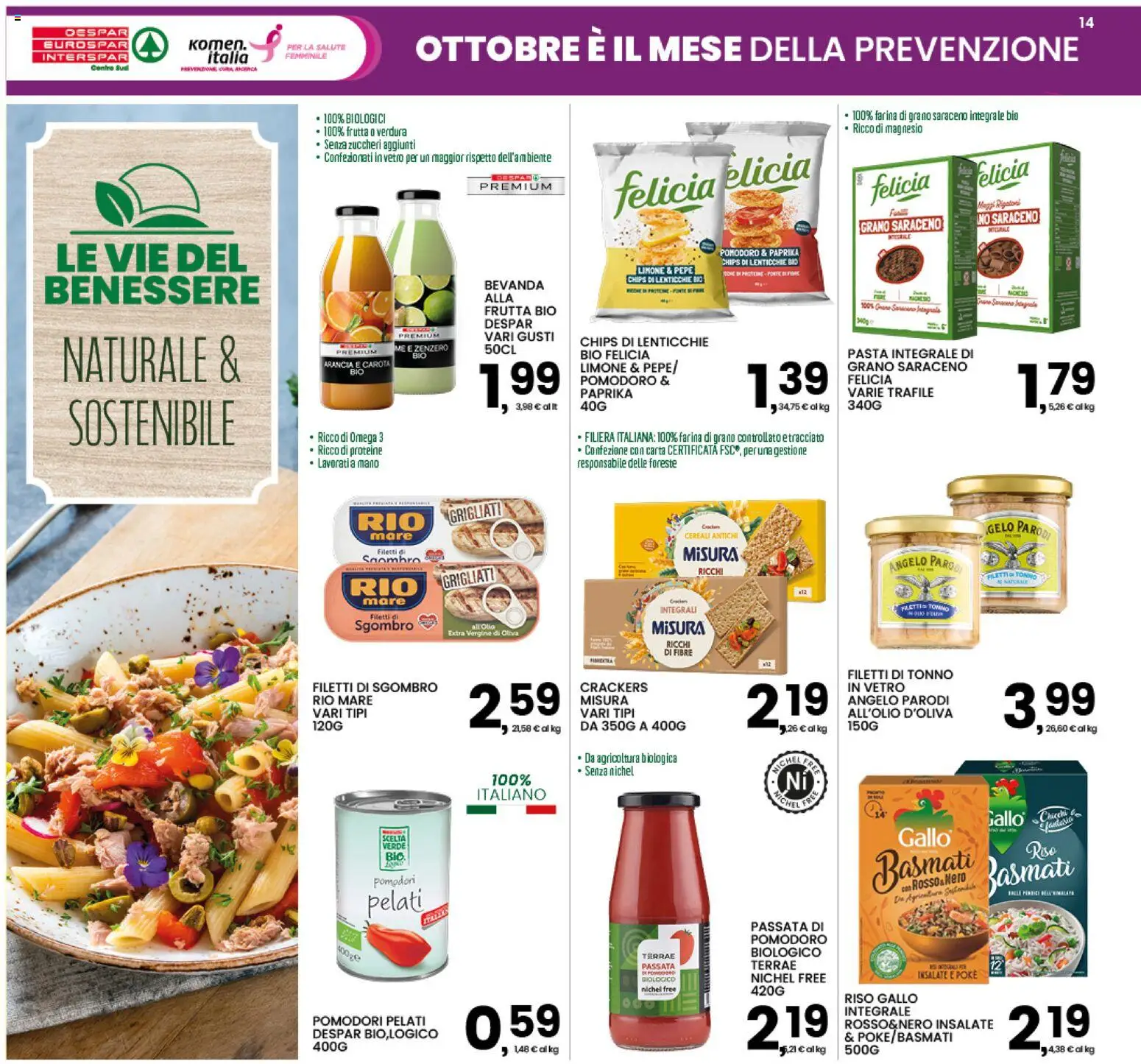 Volantino Interspar del 22/10/2026 | Pagina: 14 | Prodotti: Carota, Pasta, Passata di pomodoro, Chips di lenticchie