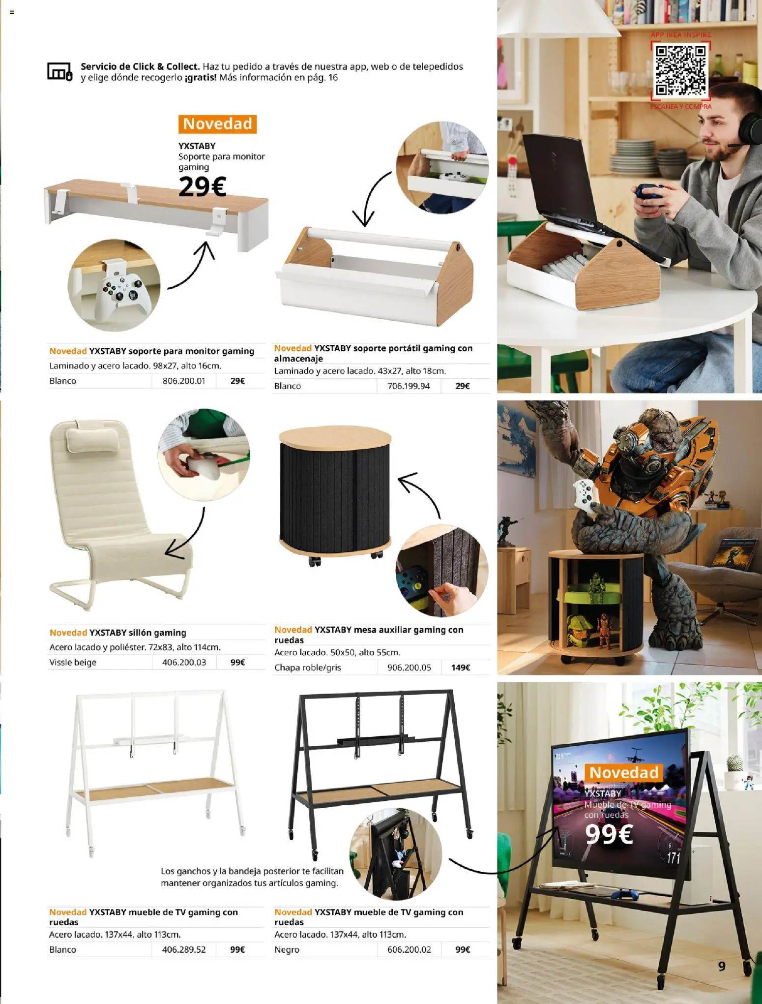 IKEA - Gaming │ válido desde el 01/10/2026 | Página: 9 | Productos: Portátil, Mesa auxiliar, Almacenaje, Mesa
