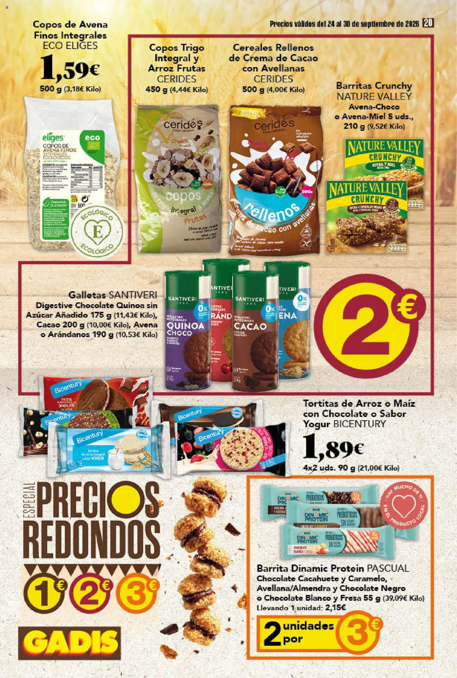 Gadis folleto │ válido desde el 24/09/2026 | Página: 20 | Productos: Quinoa, Yogur, Chocolate blanco, Probióticos