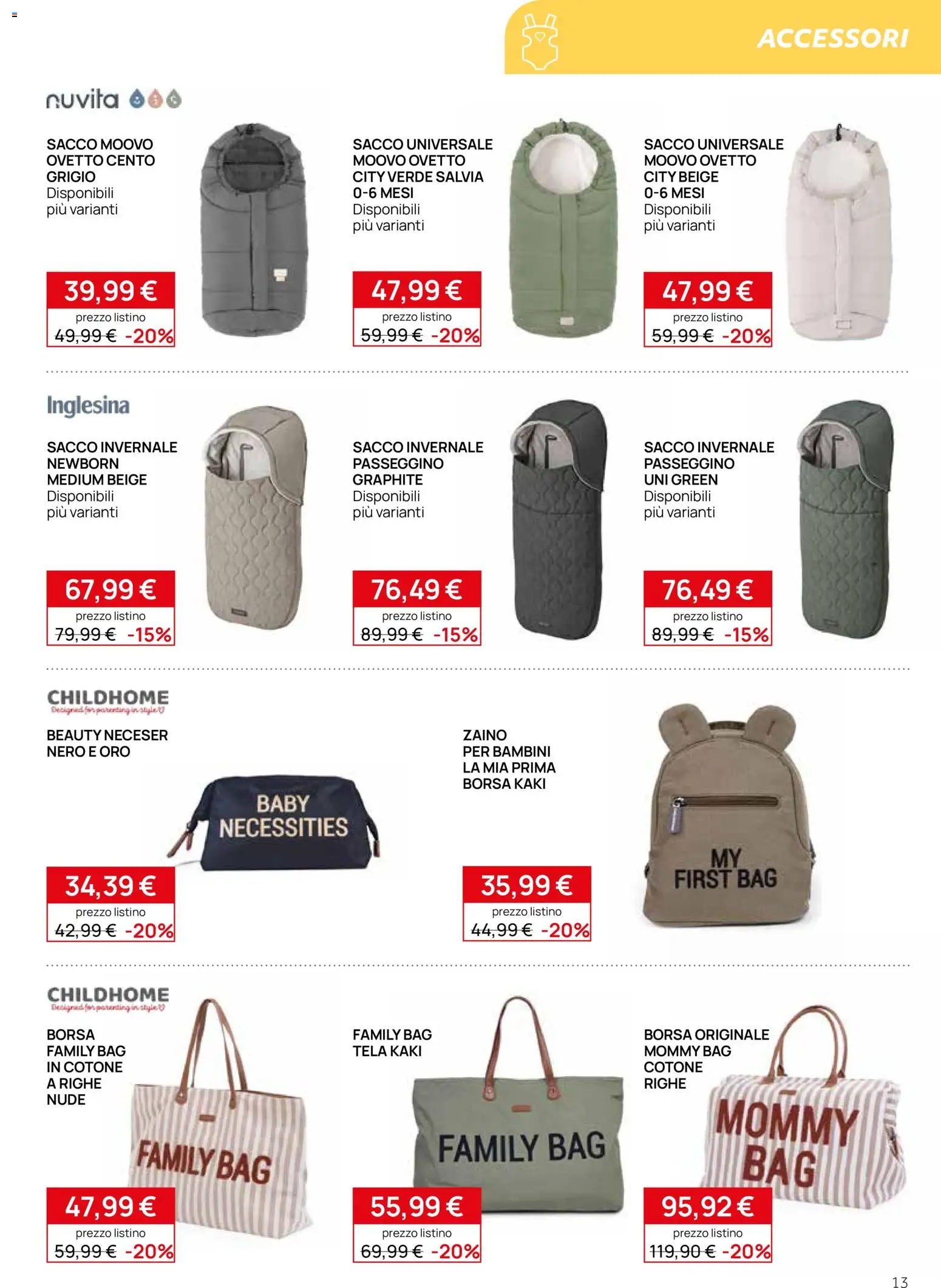Volantino Prenatal del 08/10/2026 | Pagina: 13 | Prodotti: Zaino, Passeggino, Borsa