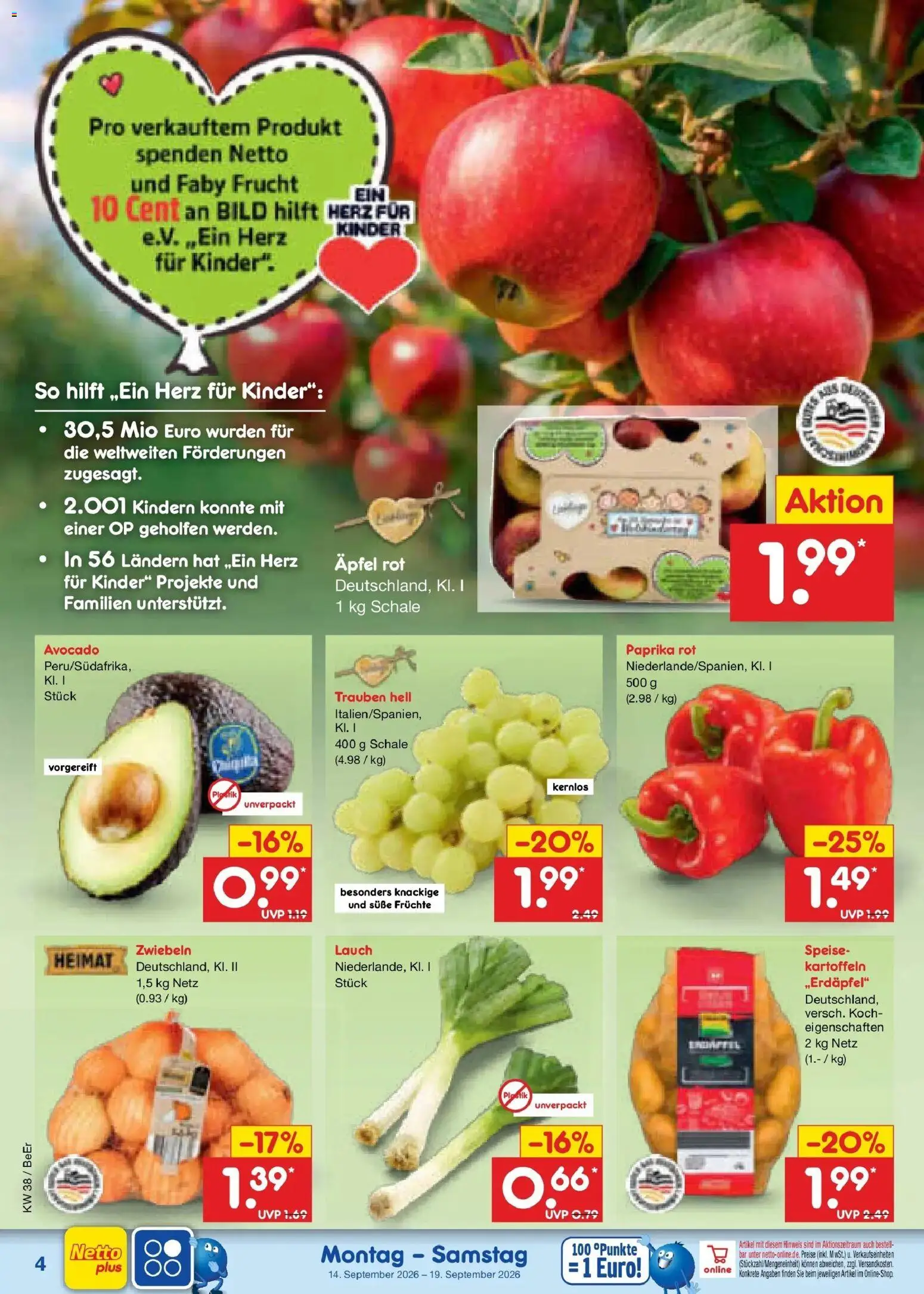 Netto Marken-Discount Prospekt Naumburg – gültig ab 14.09.2026 | Seite: 6 | Produkte: Trauben, Paprika rot, Avocado, Kartoffeln