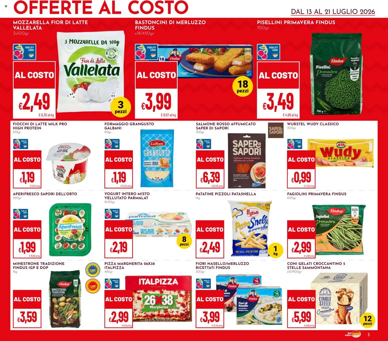 Volantino Pan del 13/07/2026 | Pagina: 3 | Prodotti: Pizza, Salmone, Mozzarella, Fagiolini