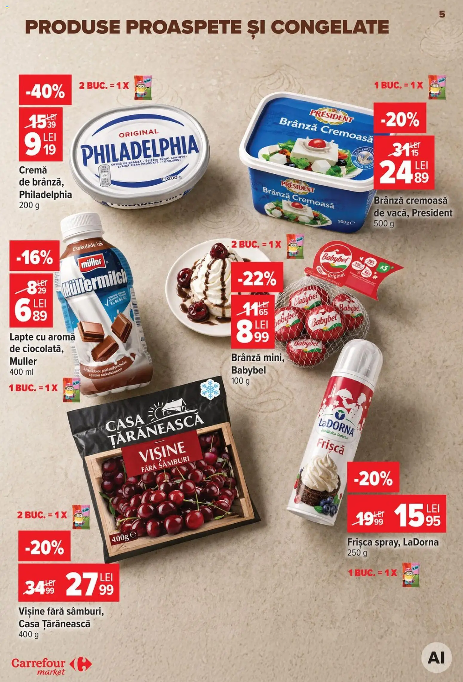 Noul catalog Carrefour – valabil de la 26.08.2026 | Pagină: 5 | Produse: Lapte, Brânză, Cremă, Cremă de brânză