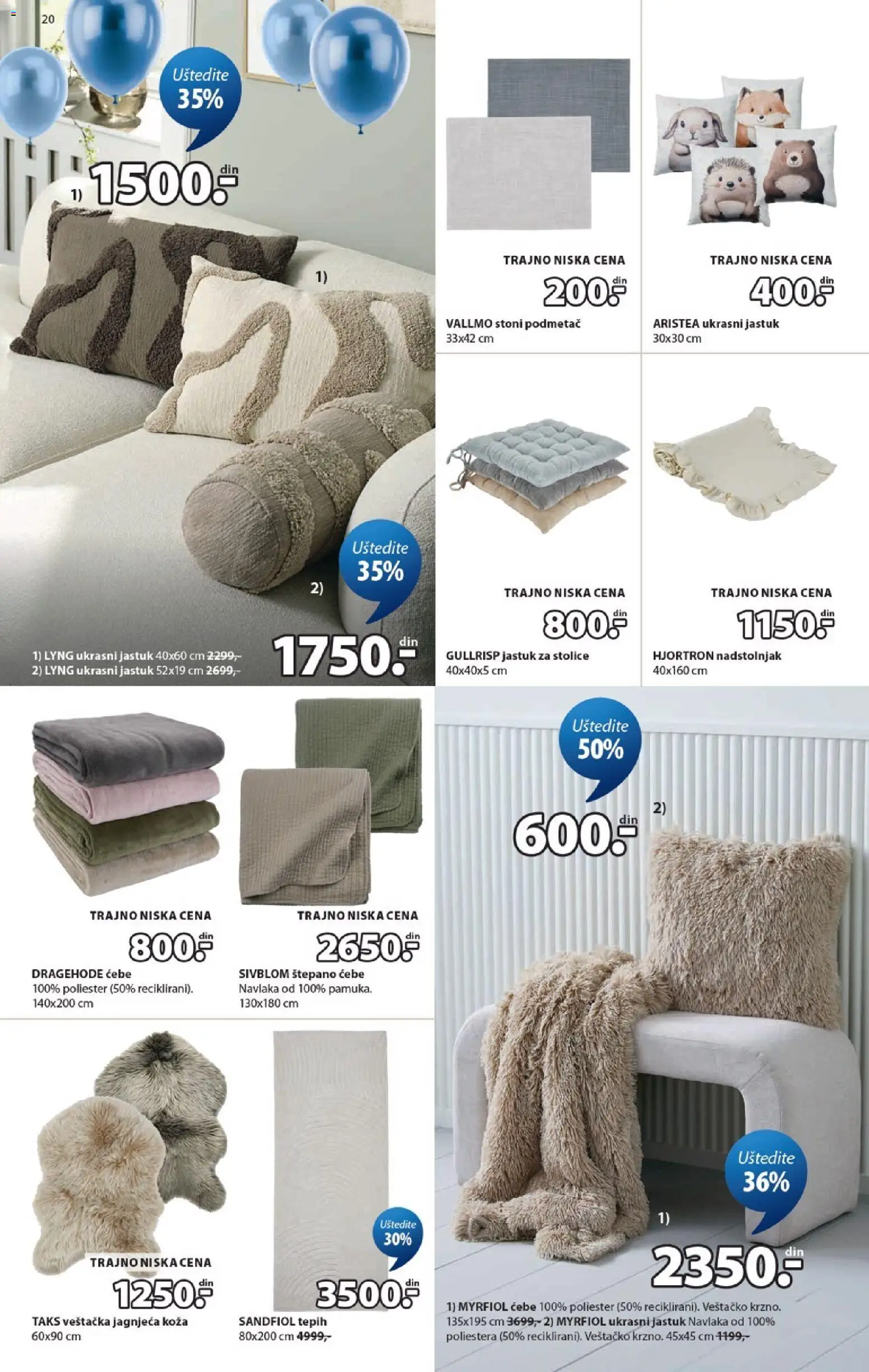 Jysk katalog - važi od 02.09.2026 | Strana: 20 | Proizvode: Jastuk, Ćebe, Tepih
