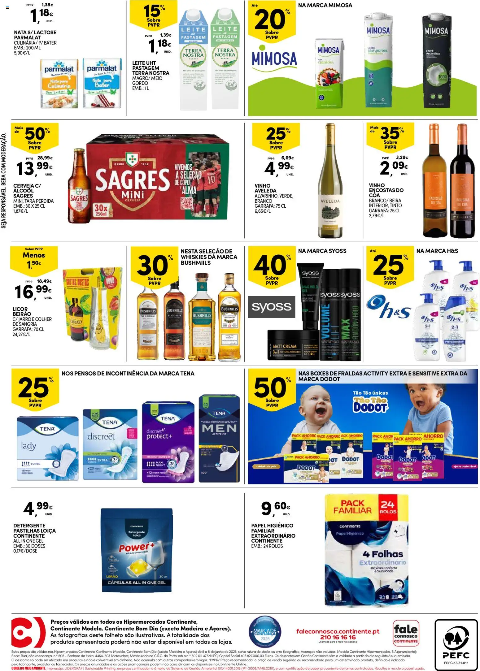 Continente Fim de Semana à Continente │ válido de 05.06.2026 | Página: 4 | Produtos: Papel higiénico, Detergente, Licor, Proteina