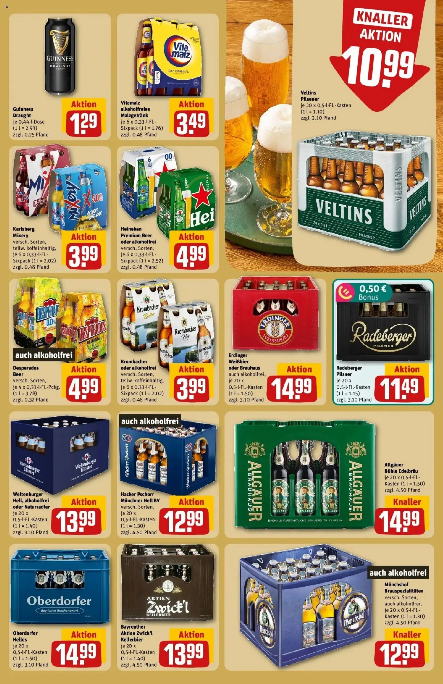 REWE Prospekt ab 26.10.2026 zum Blättern » Angebote | Seite: 21 | Produkte: Erdinger, Weißbier, Desperados, Krombacher