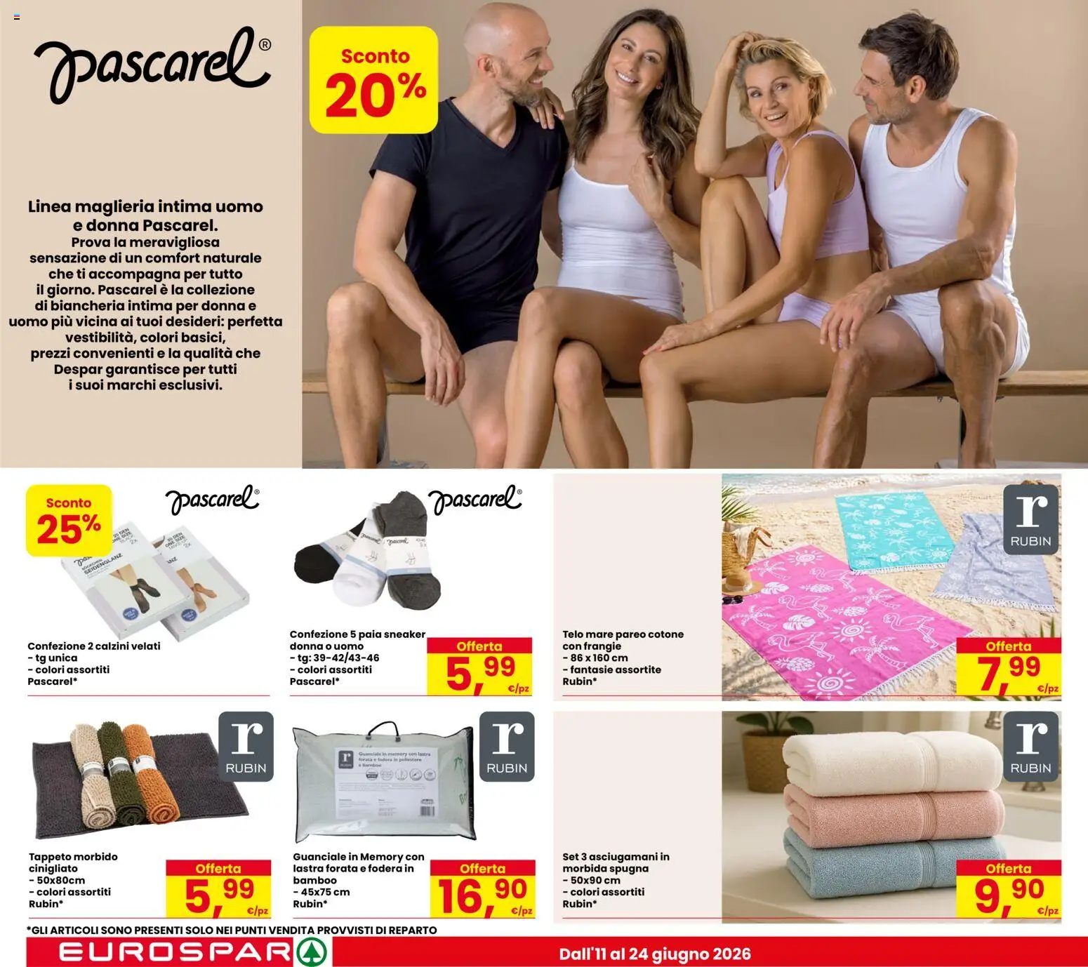 Volantino Eurospar del 11.06.2026 | Pagina: 18 | Prodotti: Spugna, Calzini, Tappeto, Guanciale