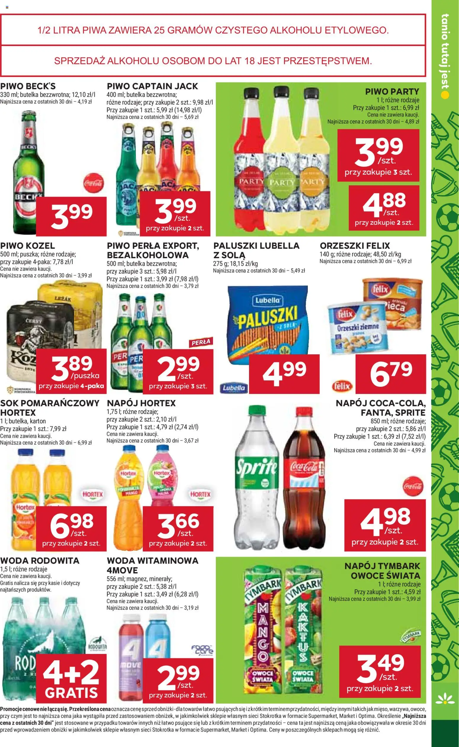 Stokrotka gazetka od 11.06.2026 | Strona: 47 | Produkty: Sok pomarańczowy, Orzeszki ziemne, Piwo, Owoce