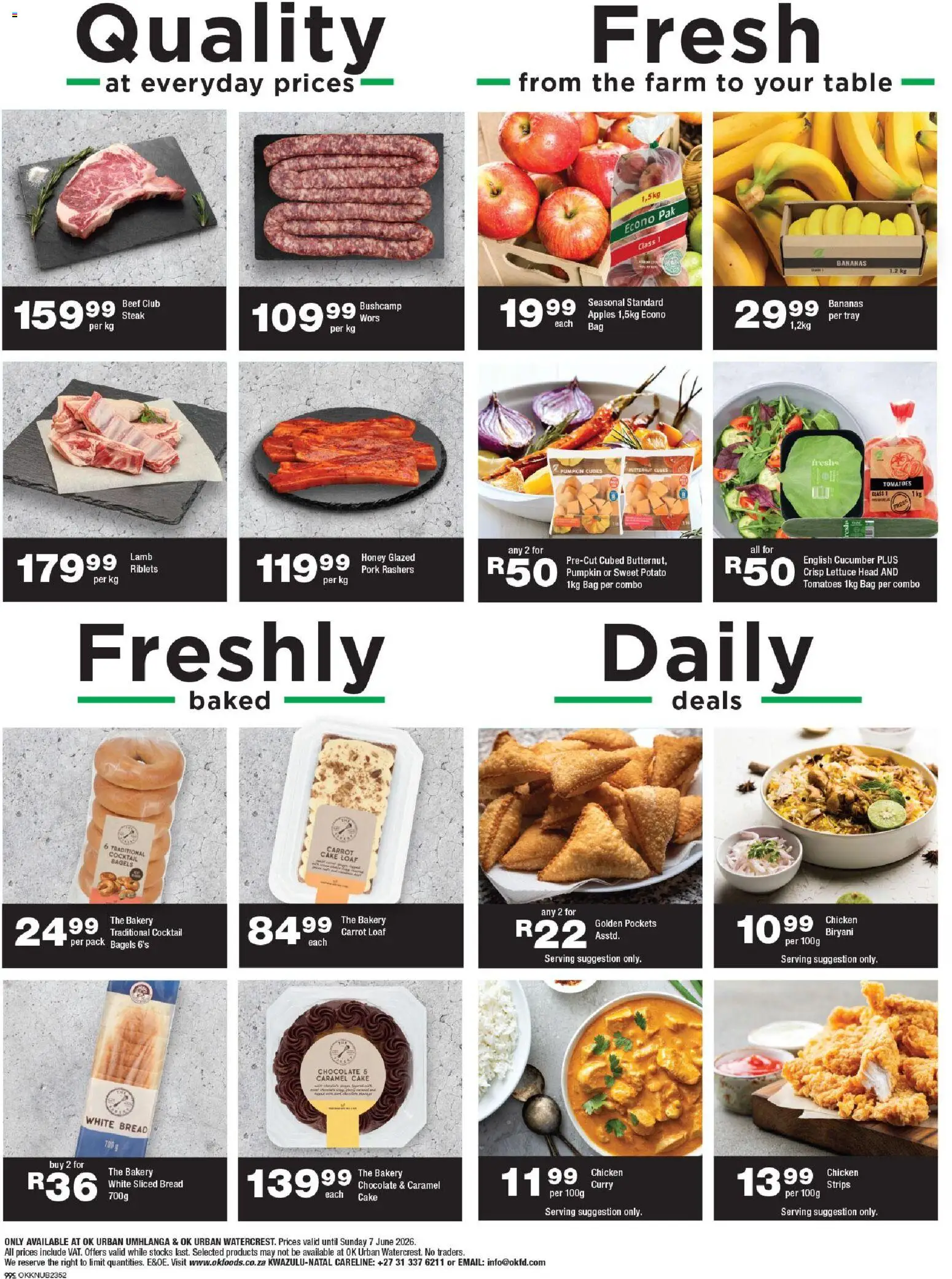 New OK Foods catalogue – valid from 25.05.2026 | Page: 2 | Products: Tray, Chicken, Bananas, Lettuce