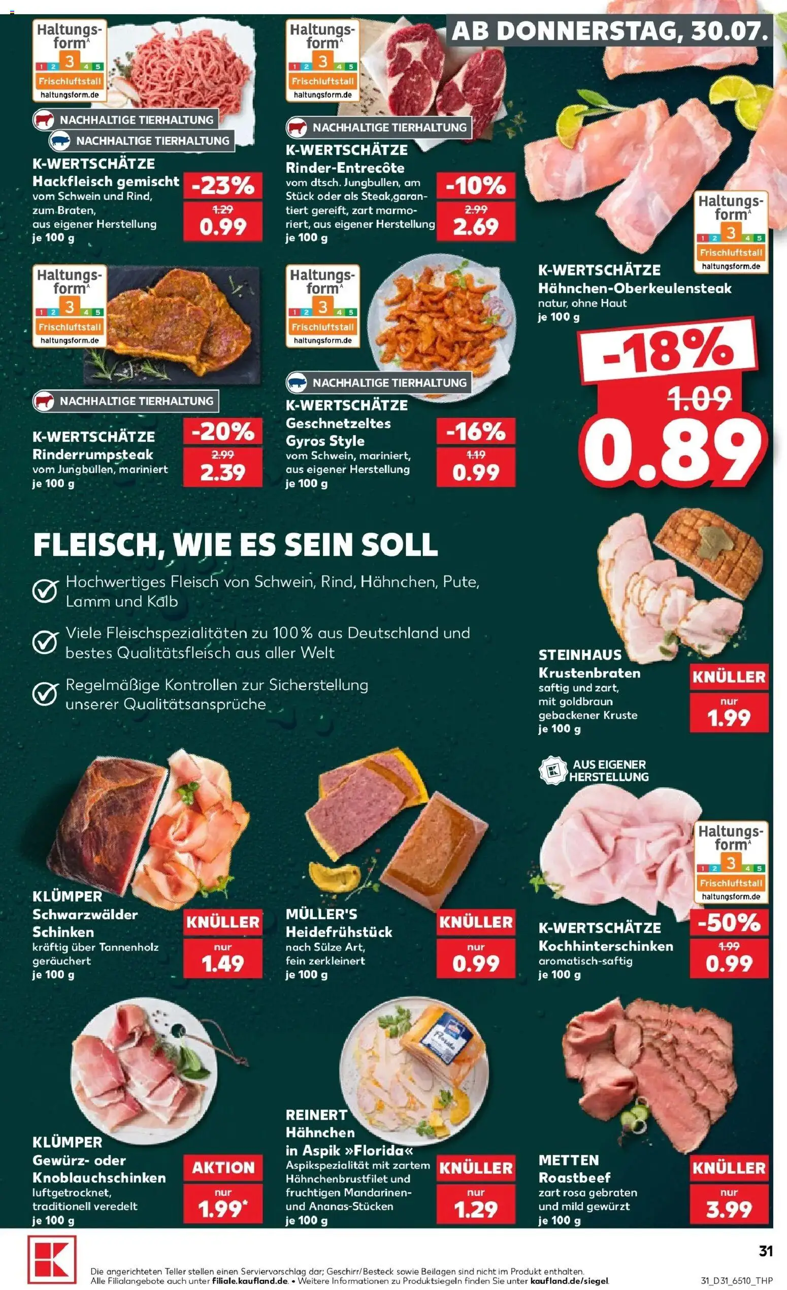 Kaufland Prospekt Köln – gültig ab 27.07.2026 | Seite: 40 | Produkte: Mandarinen, Roastbeef, Schinken, Hackfleisch