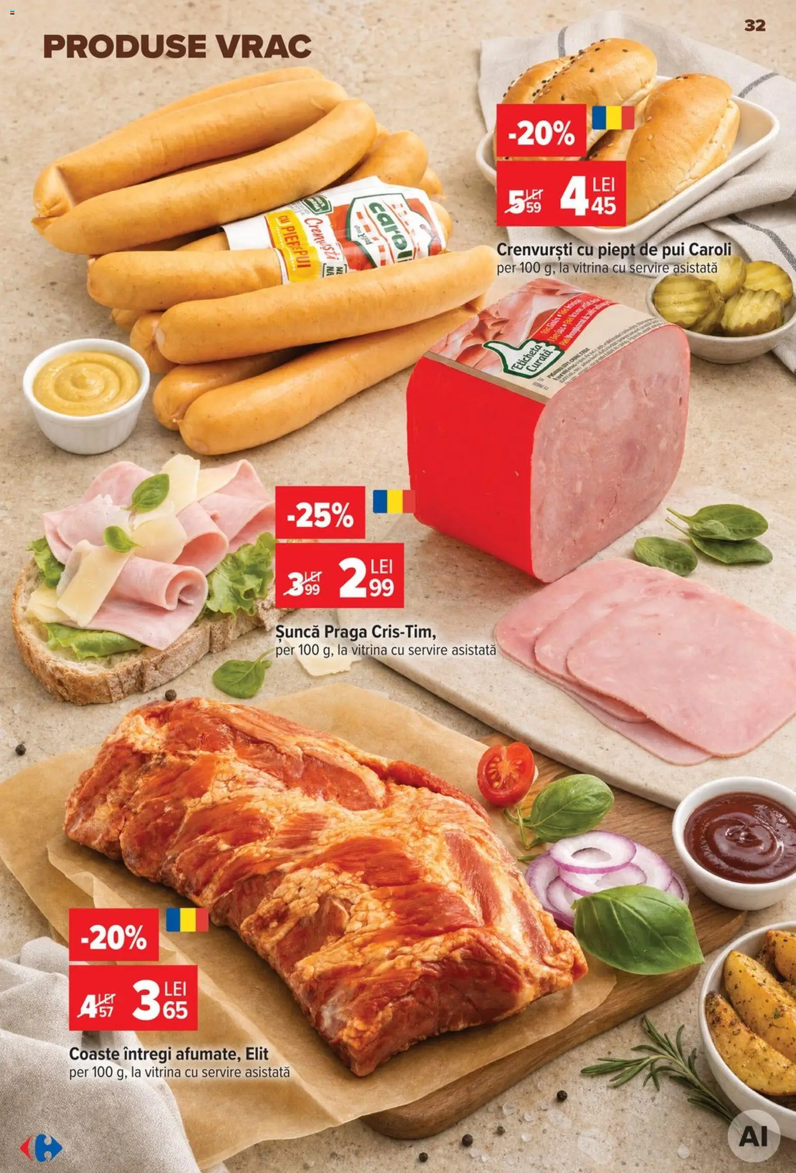 Noul catalog Carrefour – valabil de la 12.08.2026 | Pagină: 33 | Produse: Pui, Vitrină, Crenvurști, Șuncă