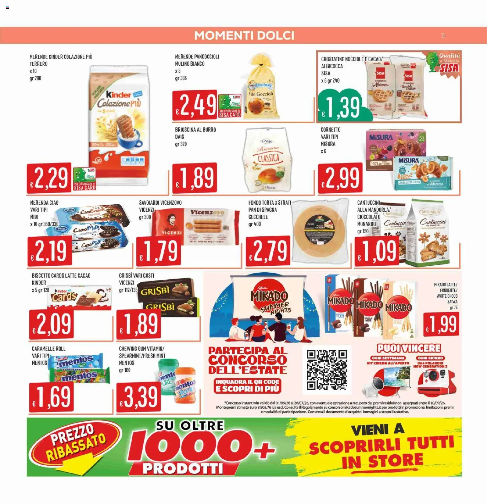 Volantino SISA del 25/06/2026 | Pagina: 11 | Prodotti: Cioccolato, Caramelle, Torta, Cacao
