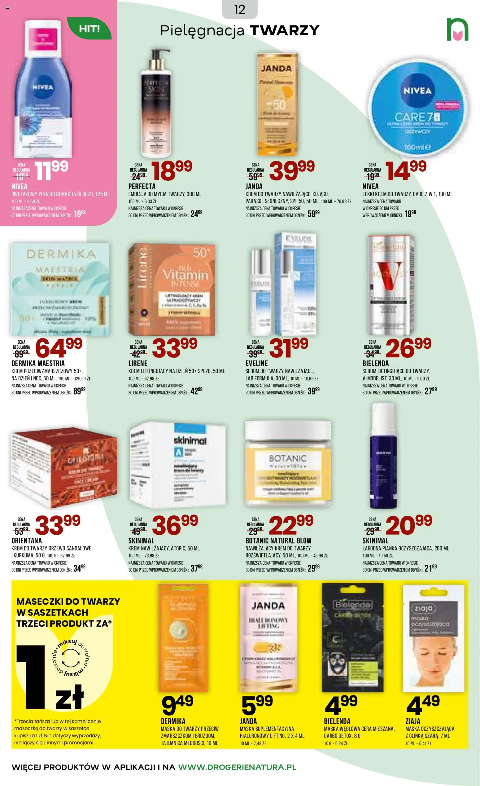 Drogerie Natura gazetka od 17.06.2026 | Strona: 12 | Produkty: Maseczki, Płyn do demakijażu, Maska, Krem
