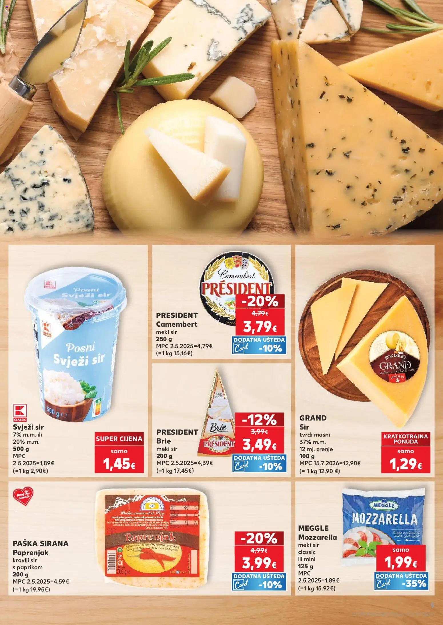 Kaufland katalog | vrijedi od 29.07.2026 | Stranica: 9 | Proizvodi: Mozzarella, Sir, Paprika, Svježi sir