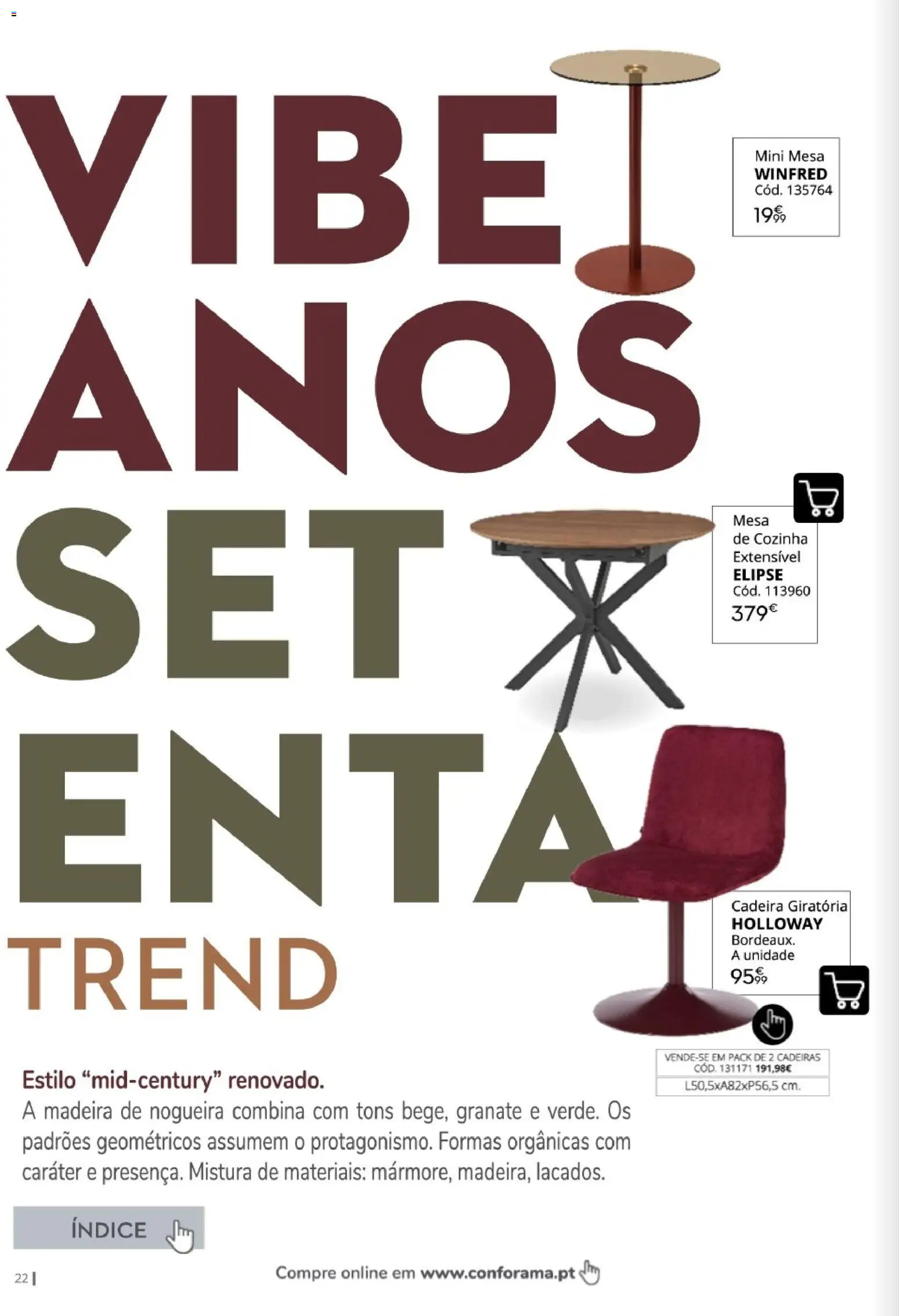 Conforama Outono Trend │ válido de 30/09/2026 | Página: 22 | Produtos: Cadeiras, Mesa, Cadeira