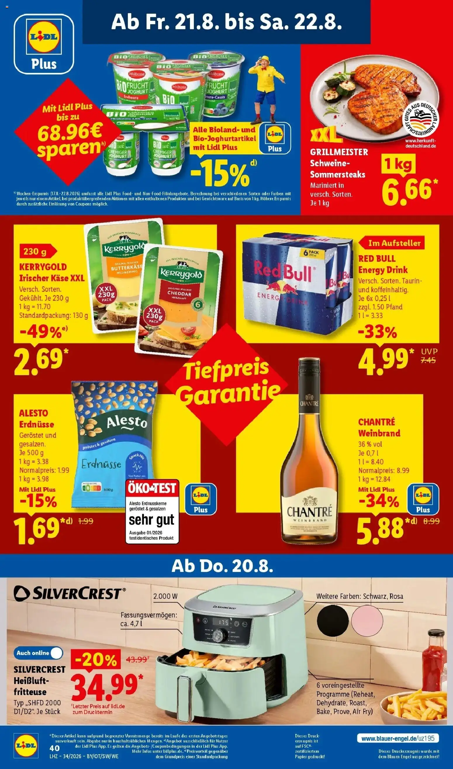 Lidl Prospekt Einbeck (ab 17.08.2026) zum Blättern » Angebote | Seite: 68 | Produkte: Erdnüsse, Joghurt, Fritteuse, Heißluftfritteuse