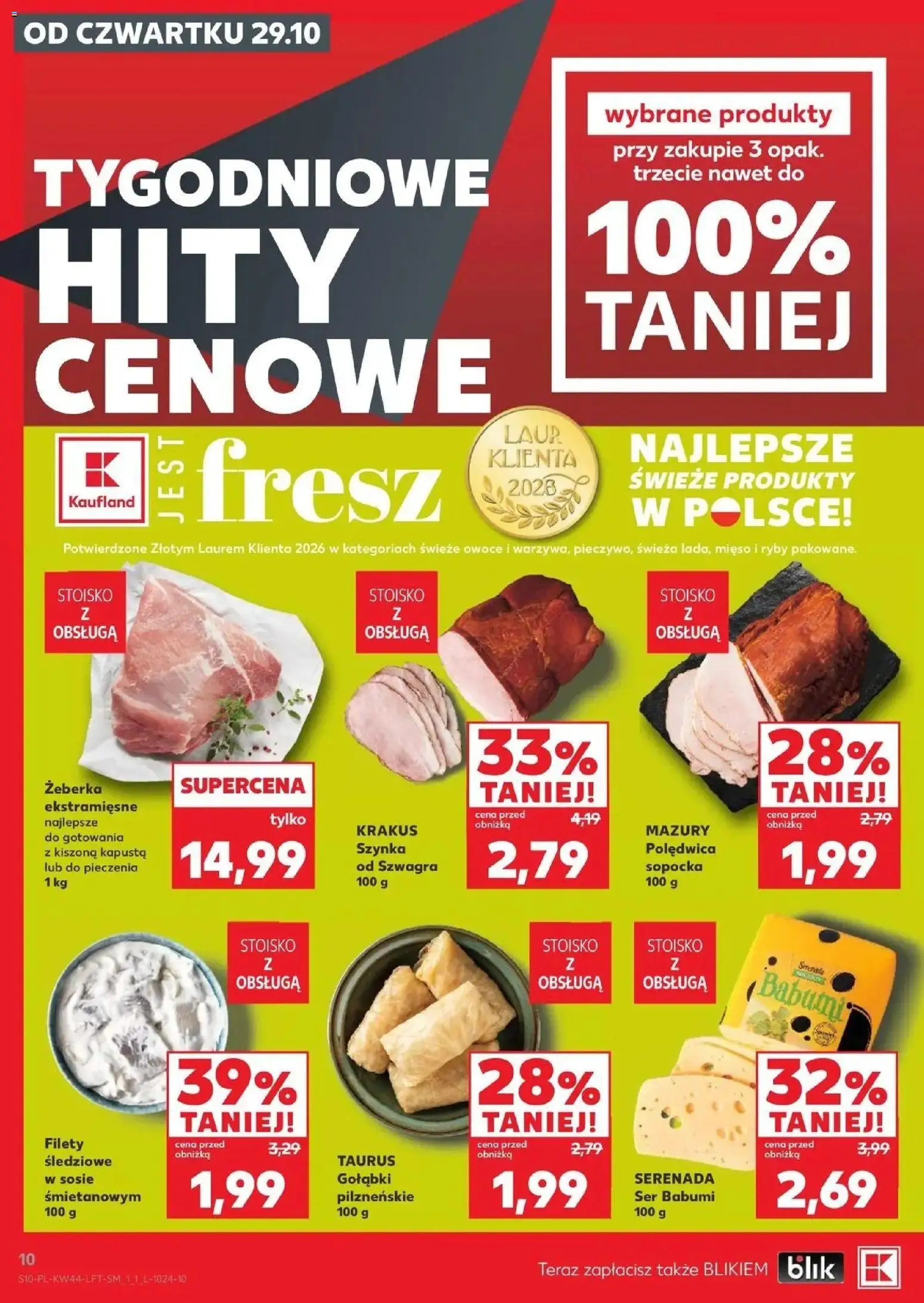 Kaufland aktualna gazetka od 29.10.2026 - od jutra PDF | Strona: 10 | Produkty: Kapusta, Mięso, Polędwica sopocka, Kiszona kapusta