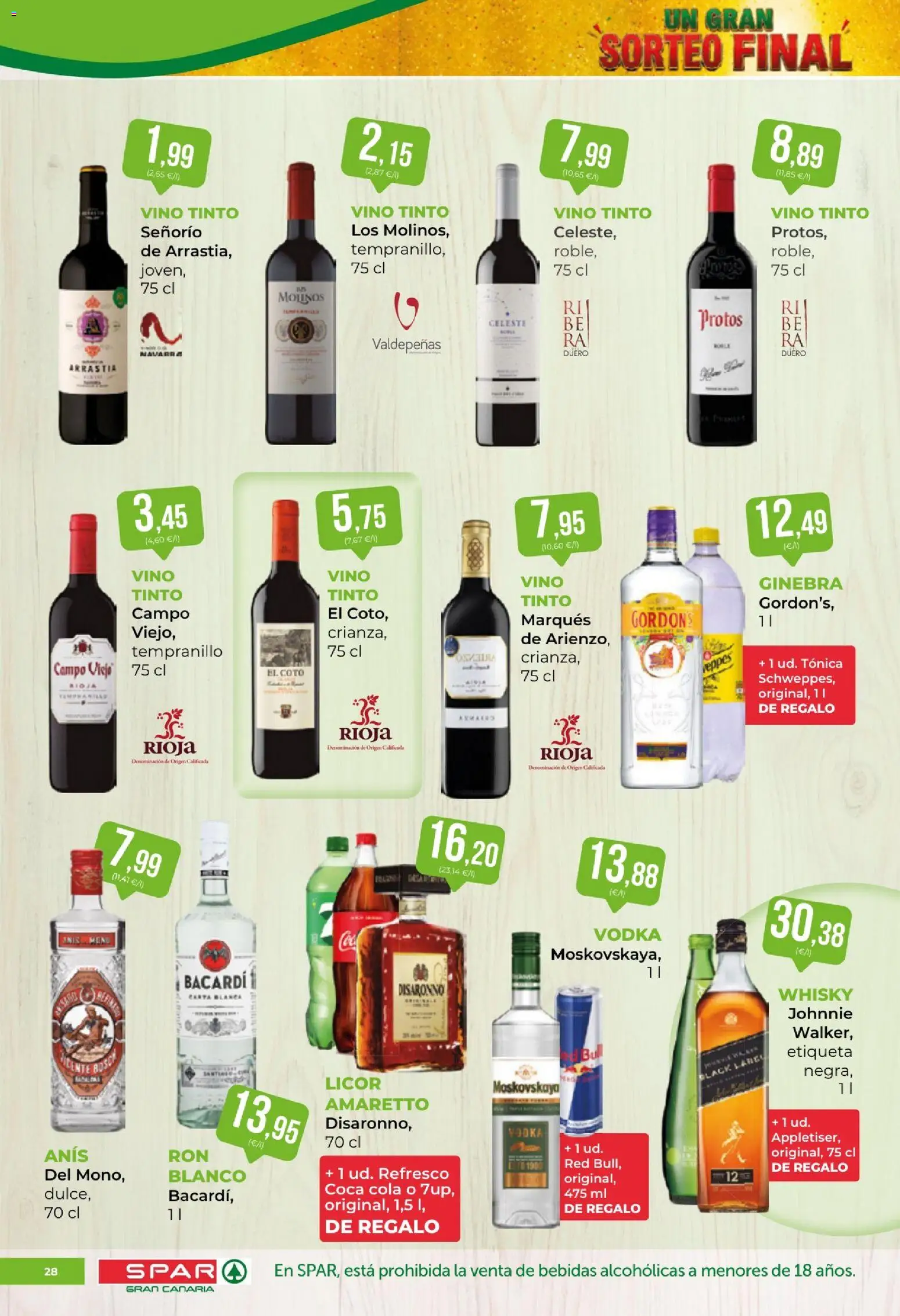 Spar - folleto │ válido desde el 16/10/2026 | Página: 28 | Productos: Tónica, Vino tinto, Bacardi, Bebidas
