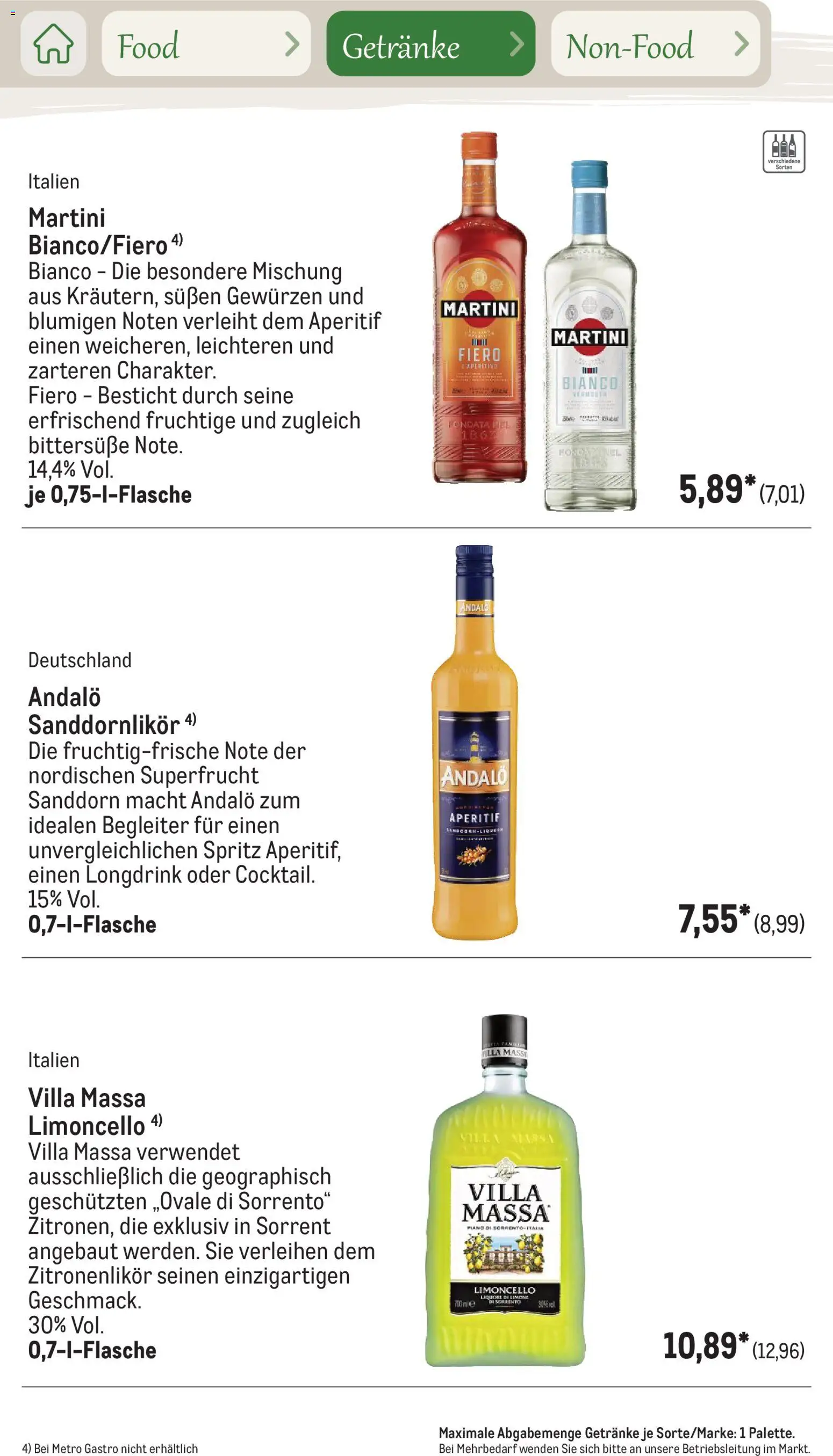 Metro Saisonkatalog Outdoor Dining – gültig ab 01.06.2026 | Seite: 65 | Produkte: Martini, Limoncello