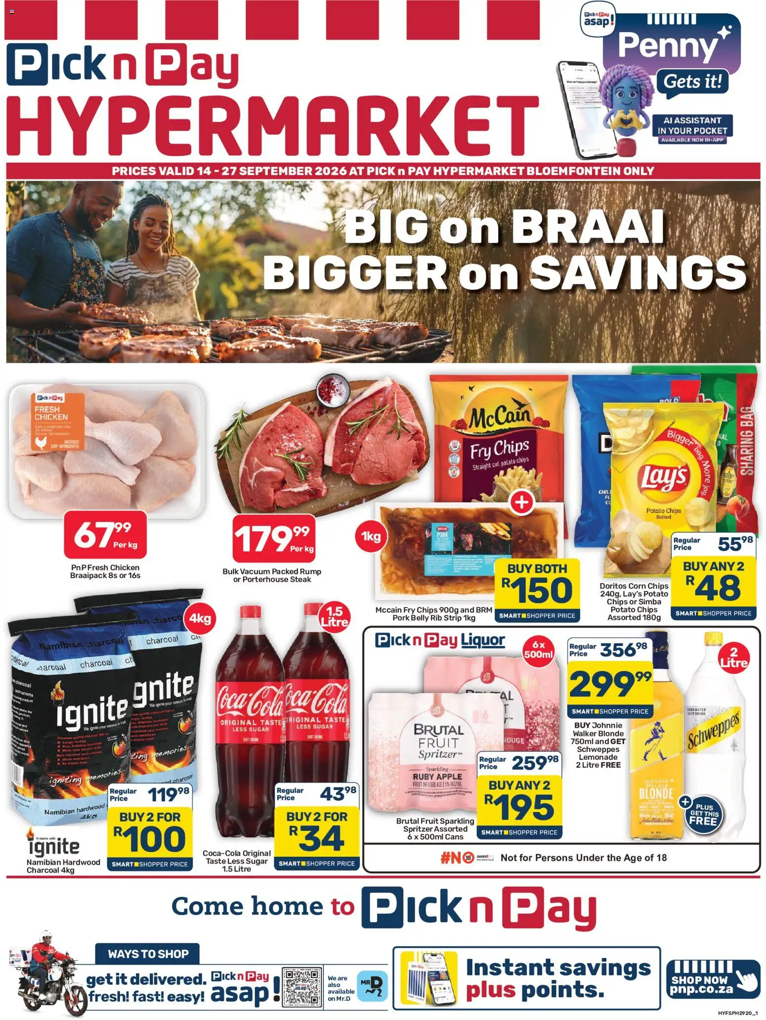 New Pick n Pay catalogue – valid from 14/09/2026 | Page: 1 | Products: Corn, Bag, Steak, Water