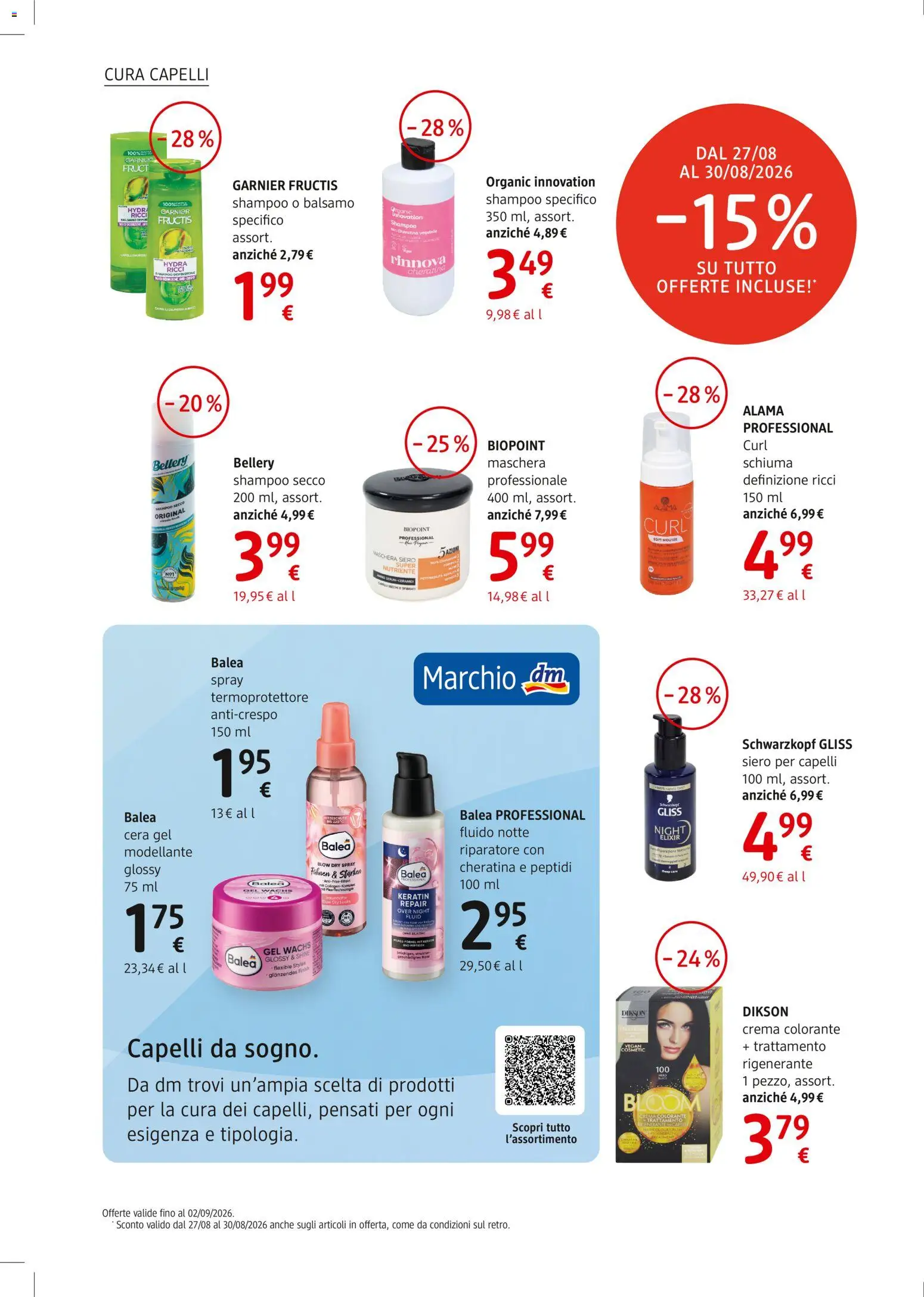 Volantino dm drogerie markt del 27/08/2026 | Pagina: 8 | Prodotti: Shampoo, Balsamo, Schiuma, Maschera