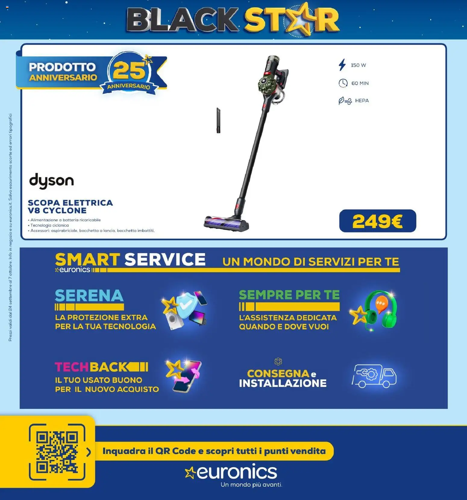 Volantino Euronics del 24/09/2026 | Pagina: 50 | Prodotti: Scopa elettrica, Scopa, Dyson, Batteria