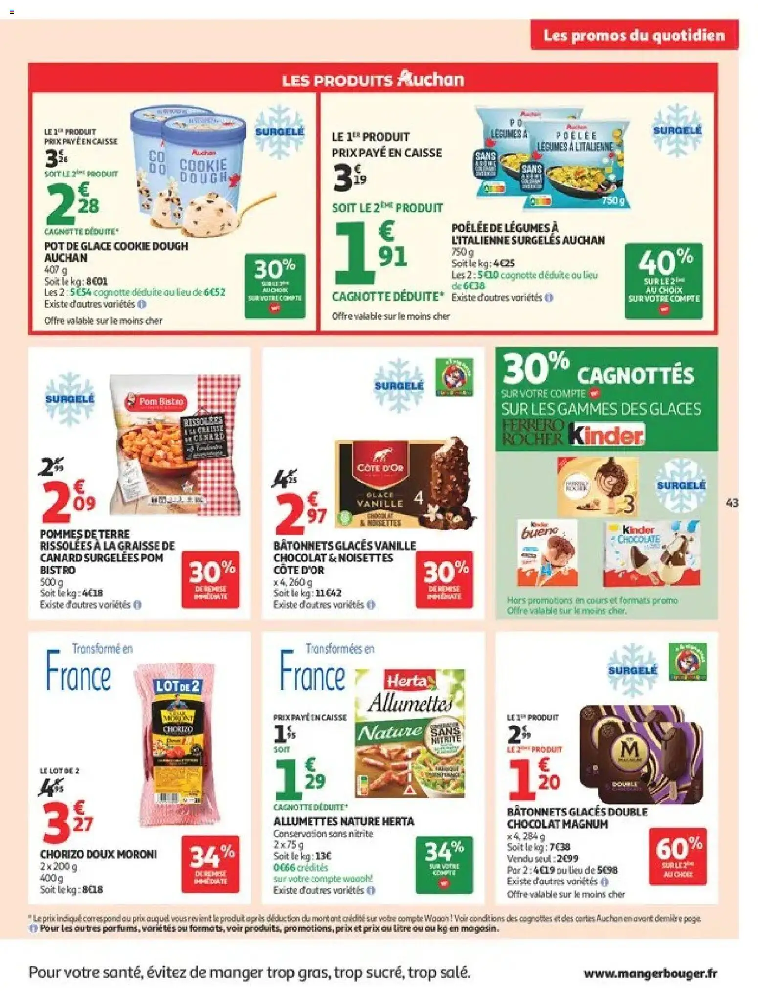 {H1} | Page: 43 | Produits: Canard, Pot de glace, Chocolat, Cookie dough