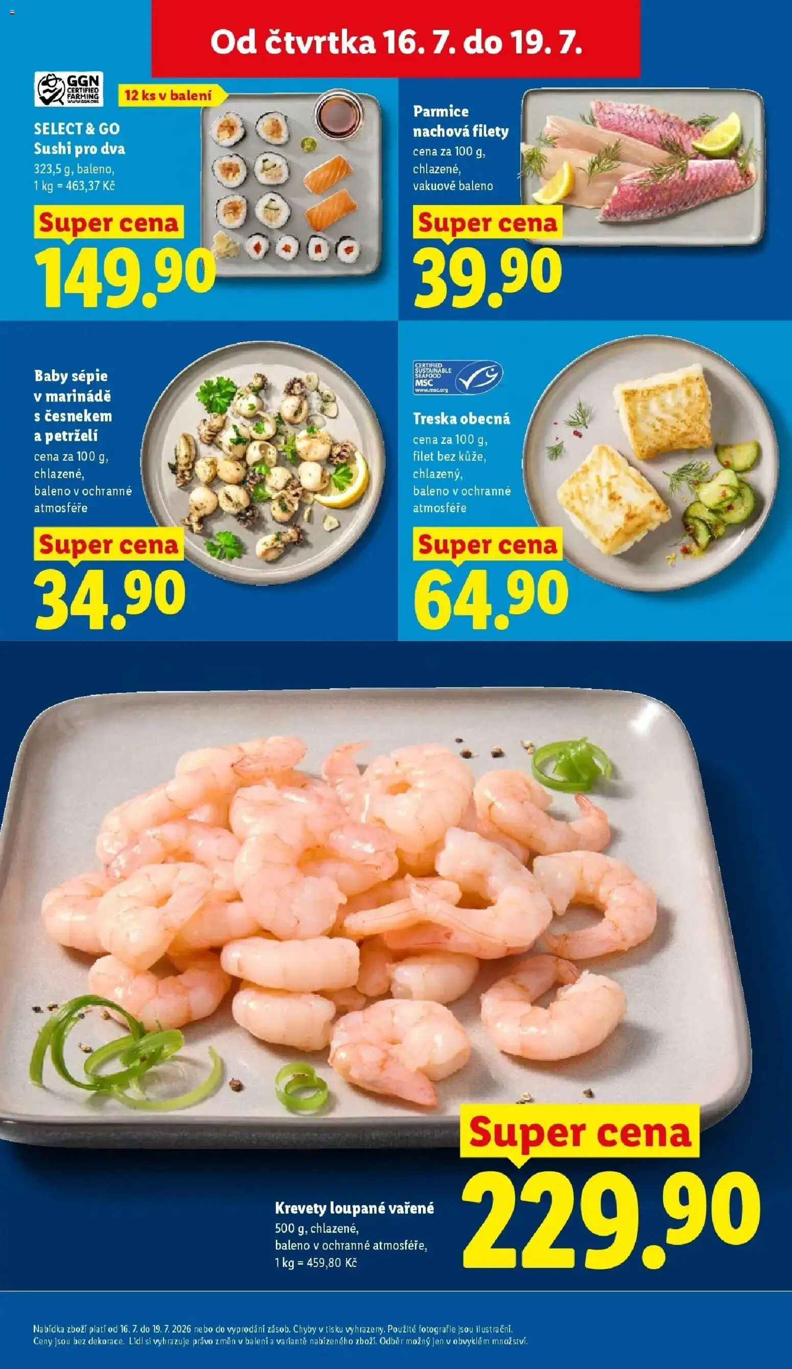 Lidl aktuální leták od 16.07.2026 | Strana: 17 | Produkty: Treska, Sushi, Filet, Krevety