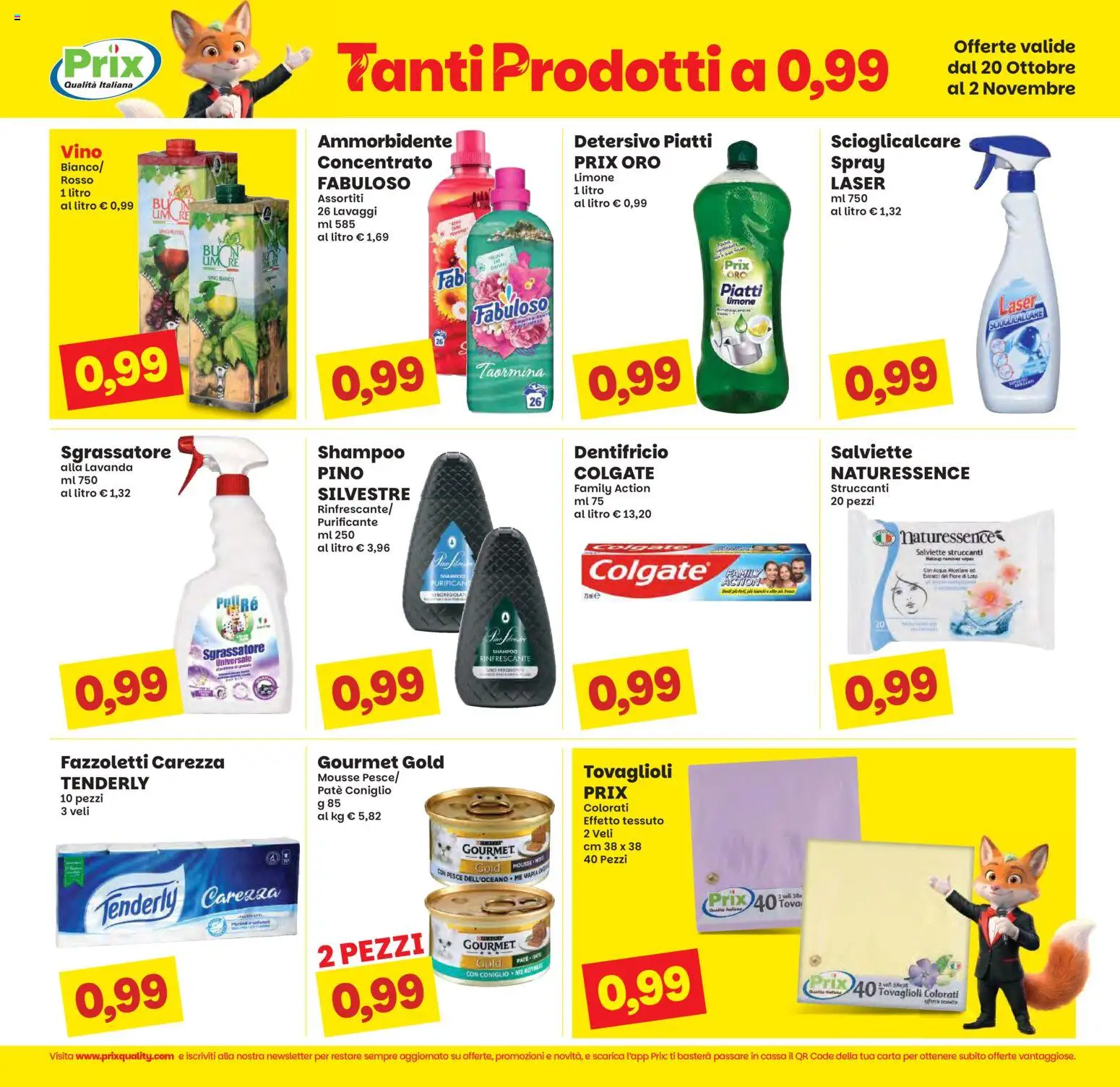Volantino Prix del 20/10/2026 | Pagina: 8 | Prodotti: Pesce, Fazzoletti, Sgrassatore, Coniglio