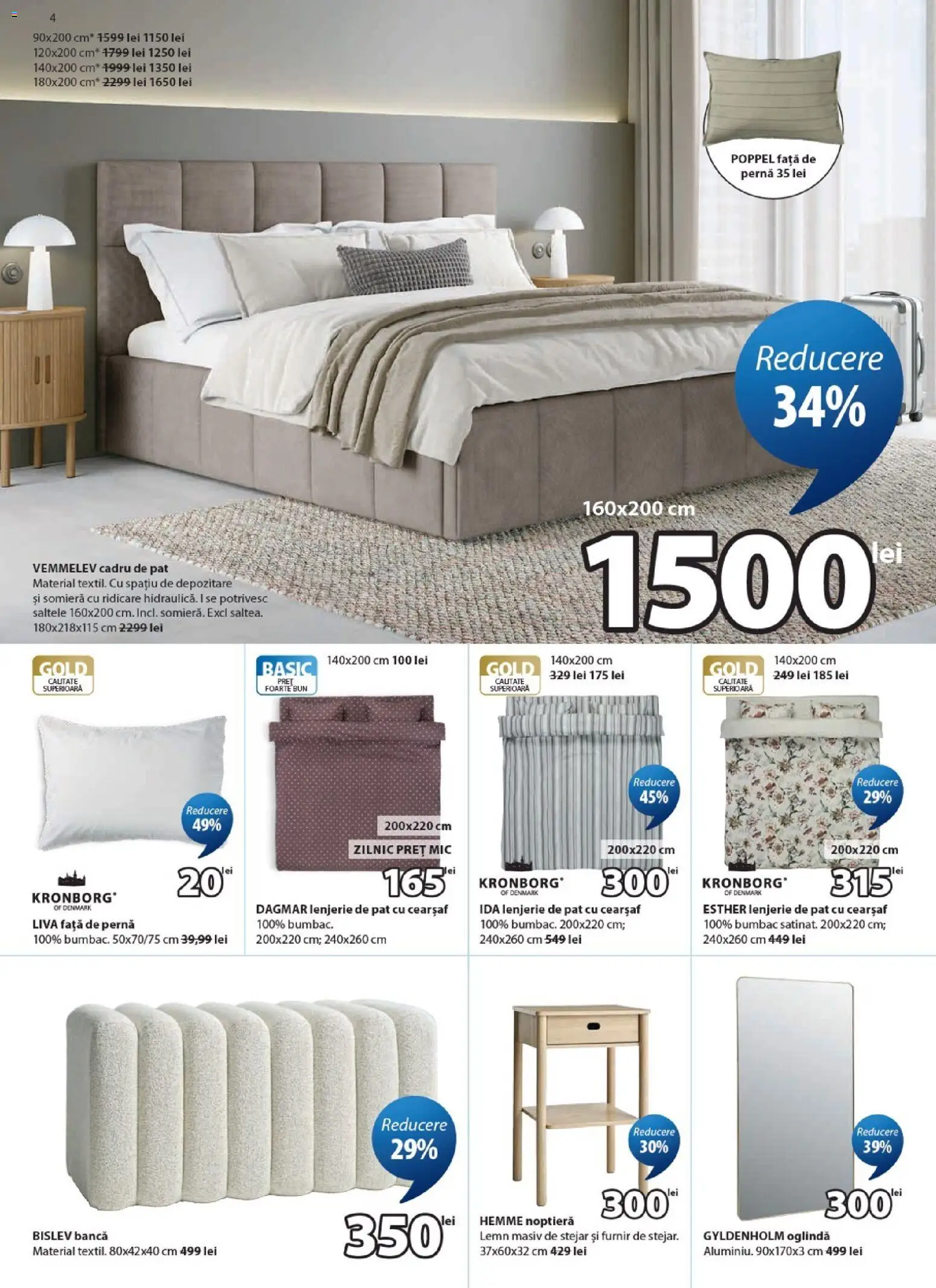 Noul catalog JYSK – valabil de la 25.08.2026 | Pagină: 4 | Produse: Noptieră, Oglindă, Față de pernă, Depozitare