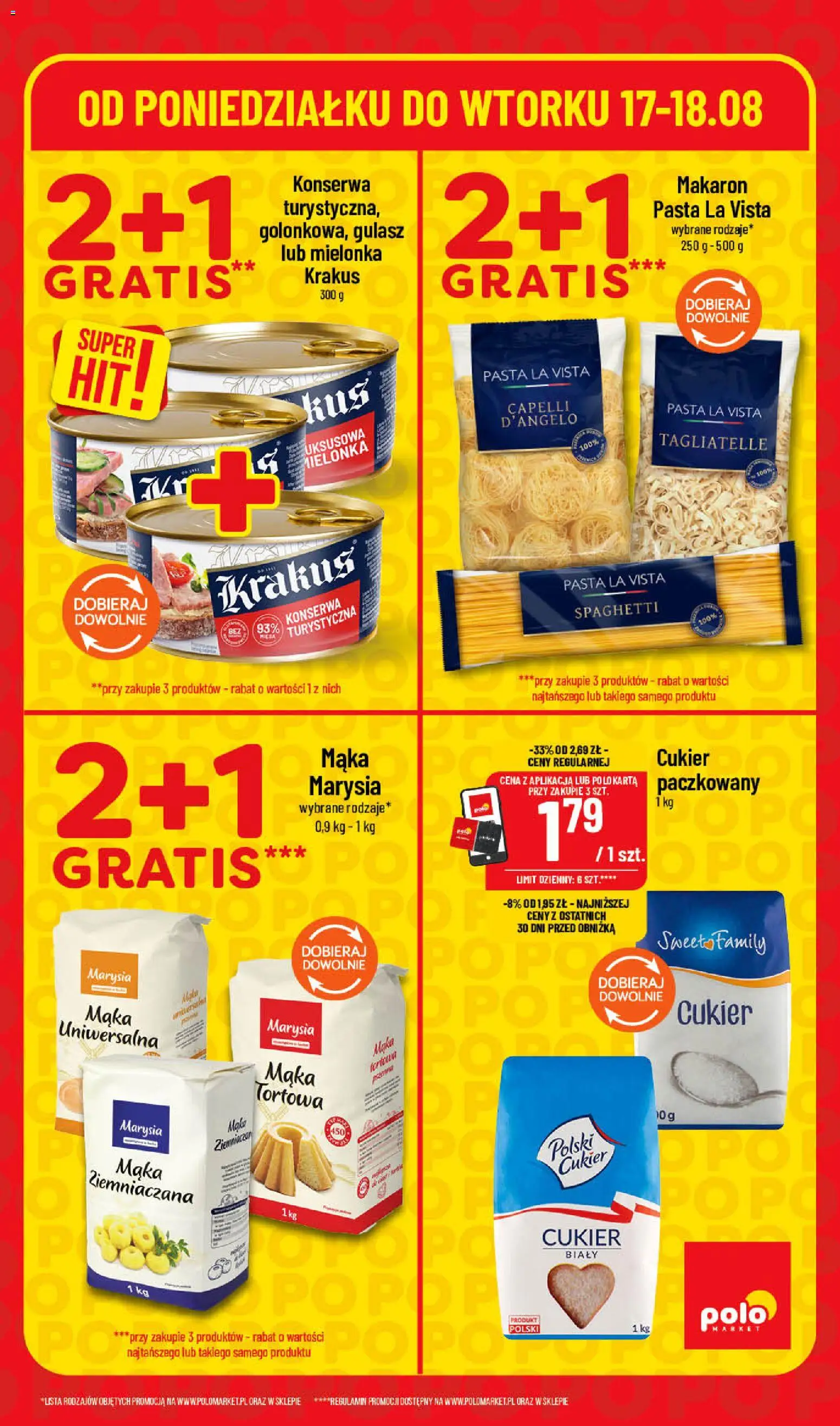 Nowa POLOmarket gazetka od jutra 17.08.2026 | Strona: 5 | Produkty: Cukier biały, Pasta, Makaron, Cukier