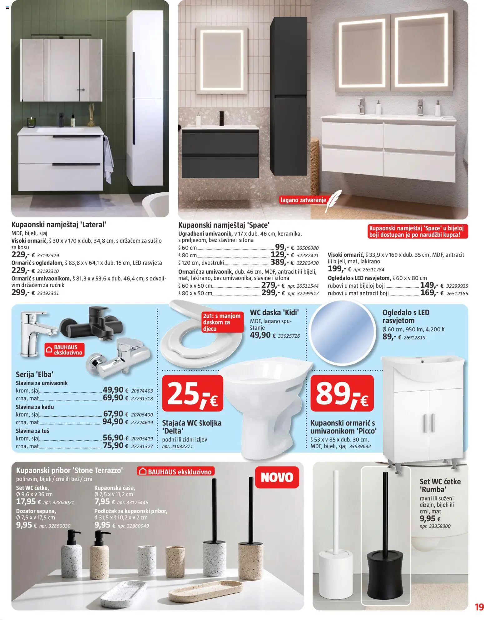 Bauhaus katalog | vrijedi od 17.06.2026 | Stranica: 19 | Proizvodi: Umivaonik, Tuš, WC daska, Ručnik