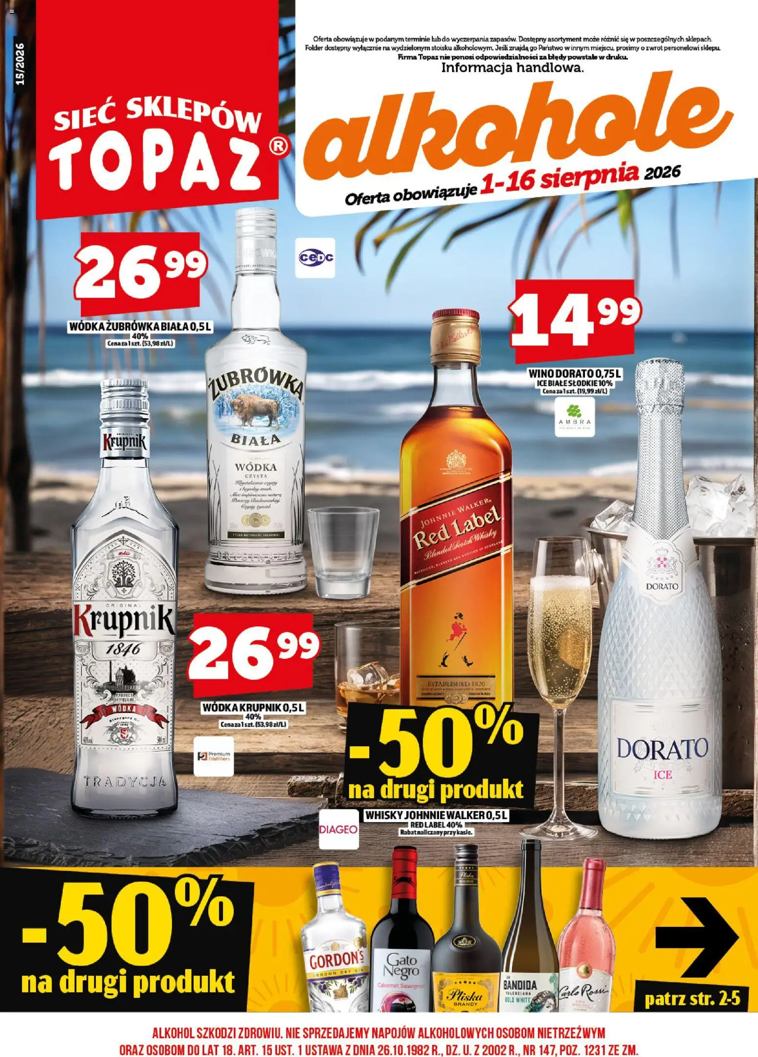 Topaz gazetka alkoholowa od 01.08.2026 | Strona: 3 | Produkty: Wino, Alkohol, Wódka, Whisky