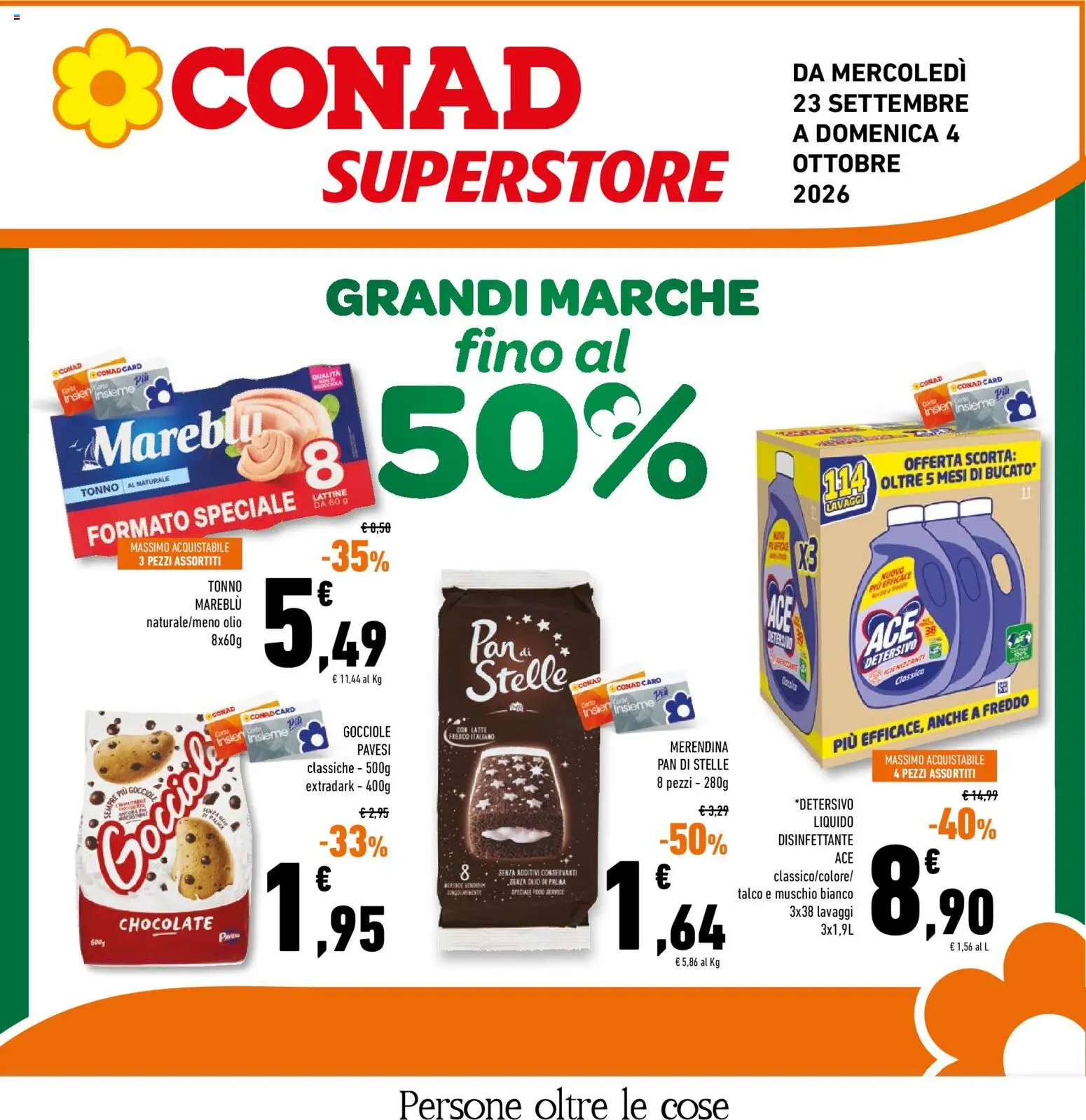 Volantino Conad del 23/09/2026 | Pagina: 1 | Prodotti: Latte, Olio, Tonno, Tonno al naturale