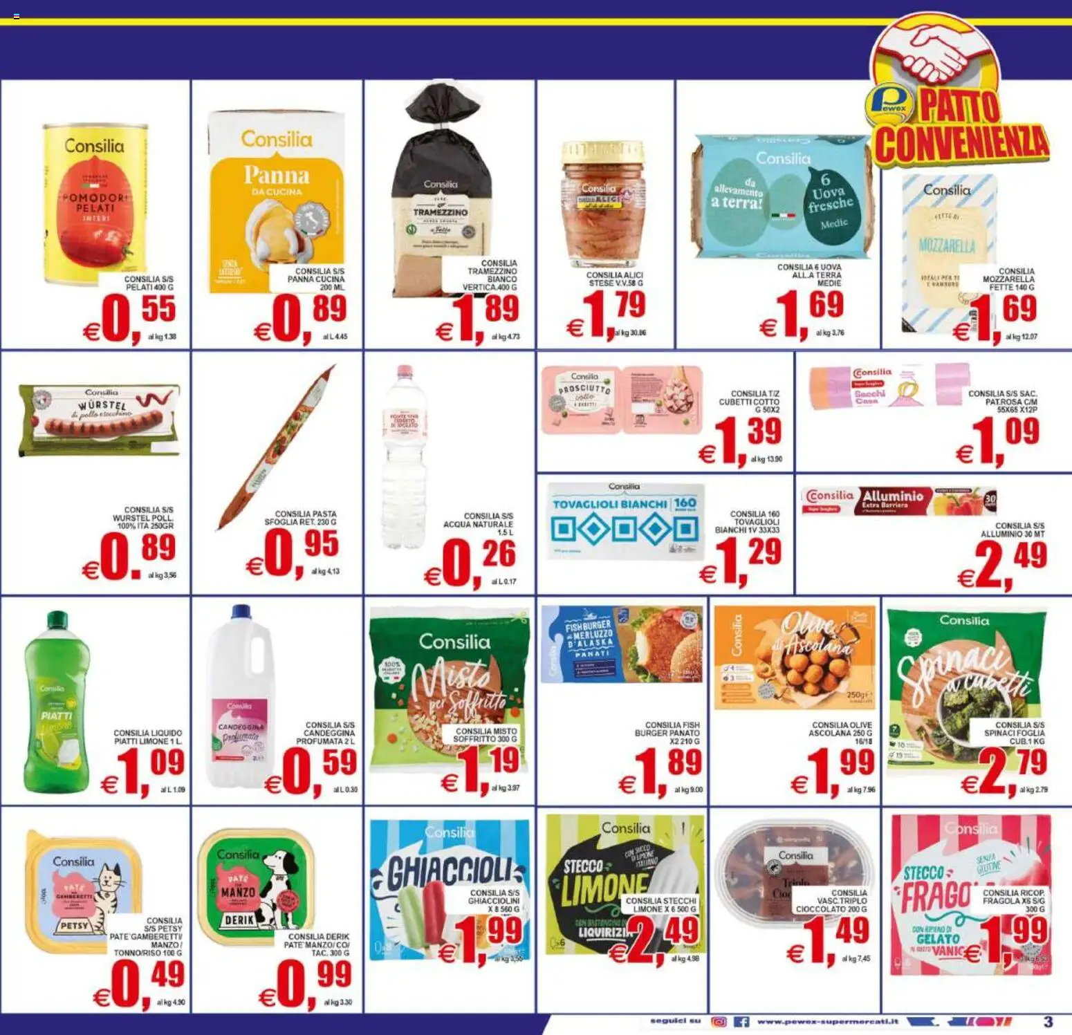 Volantino Pewex del 29.05.2026 | Pagina: 3 | Prodotti: Uova, Pasta, Wurstel, Gamberetti