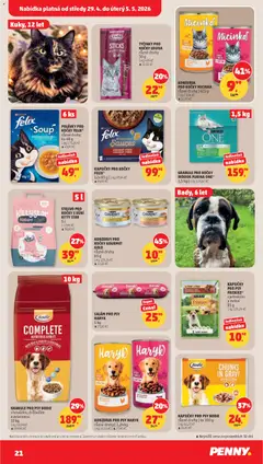 Náhled letáku Penny Market leták od 29.04.2026 | Strana: 21 | Produkty: Felix, Salám, Kapsičky pro kočky, Stelivo