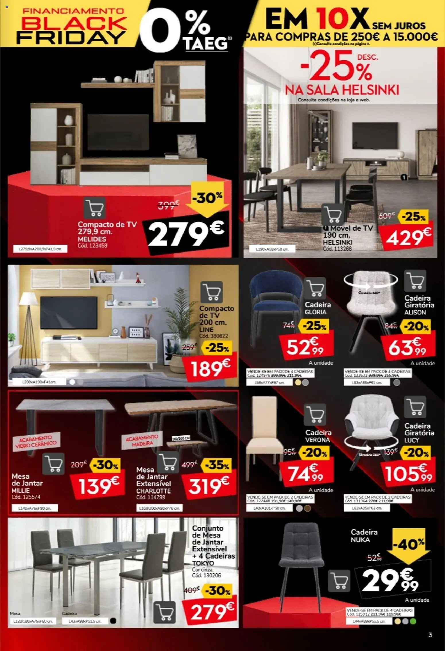 Conforama Black Friday │ válido de 29/10/2026 | Página: 3 | Produtos: Cadeira de jantar, Cadeiras, Mesa, Cadeira