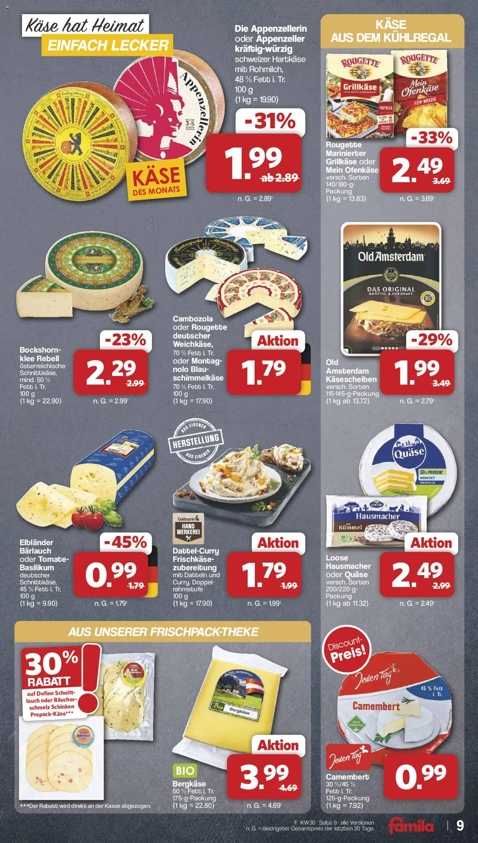 Famila Nordwest Prospekt – gültig ab 31.08.2026 | Seite: 9 | Produkte: Paprika, Schinken, Lauch, Frischkase