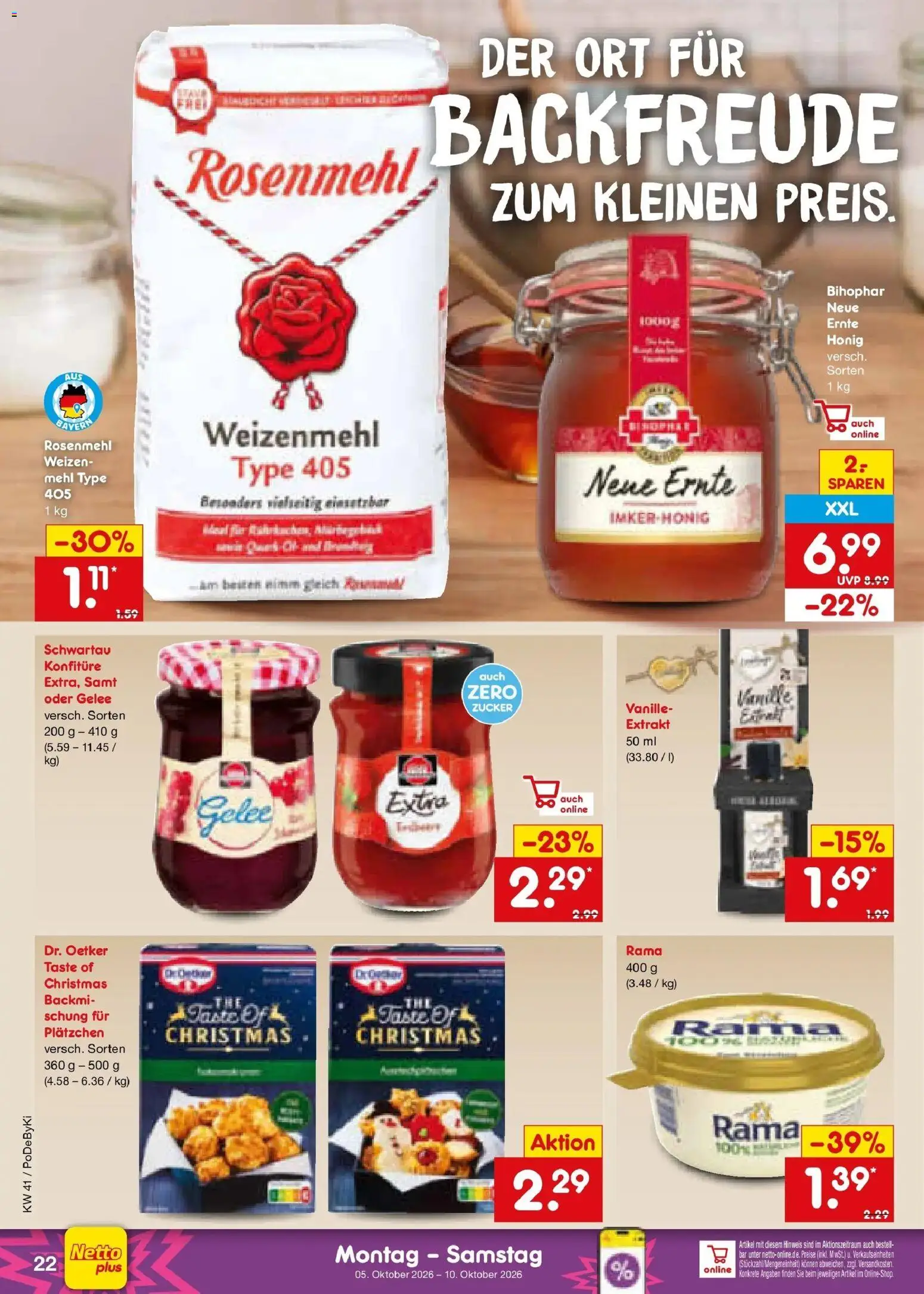 Netto Marken-Discount Prospekt Mistelbach – gültig ab 05.10.2026 | Seite: 24 | Produkte: Rama, Mehl, Weizenmehl, Zucker