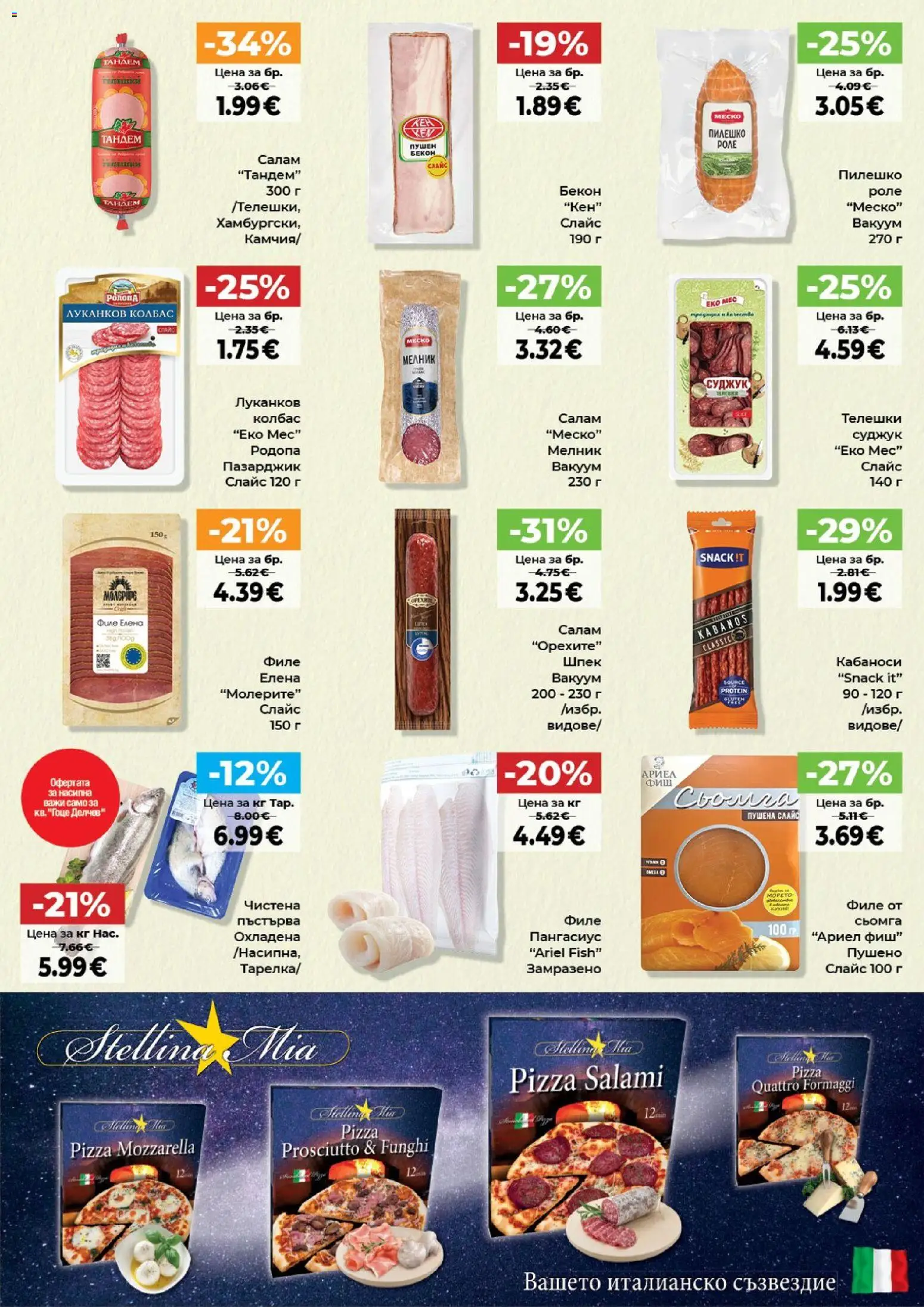 {H1} | Страница: 4 | Продукти: Колбас, Пангасиус, Кен, Пилешко