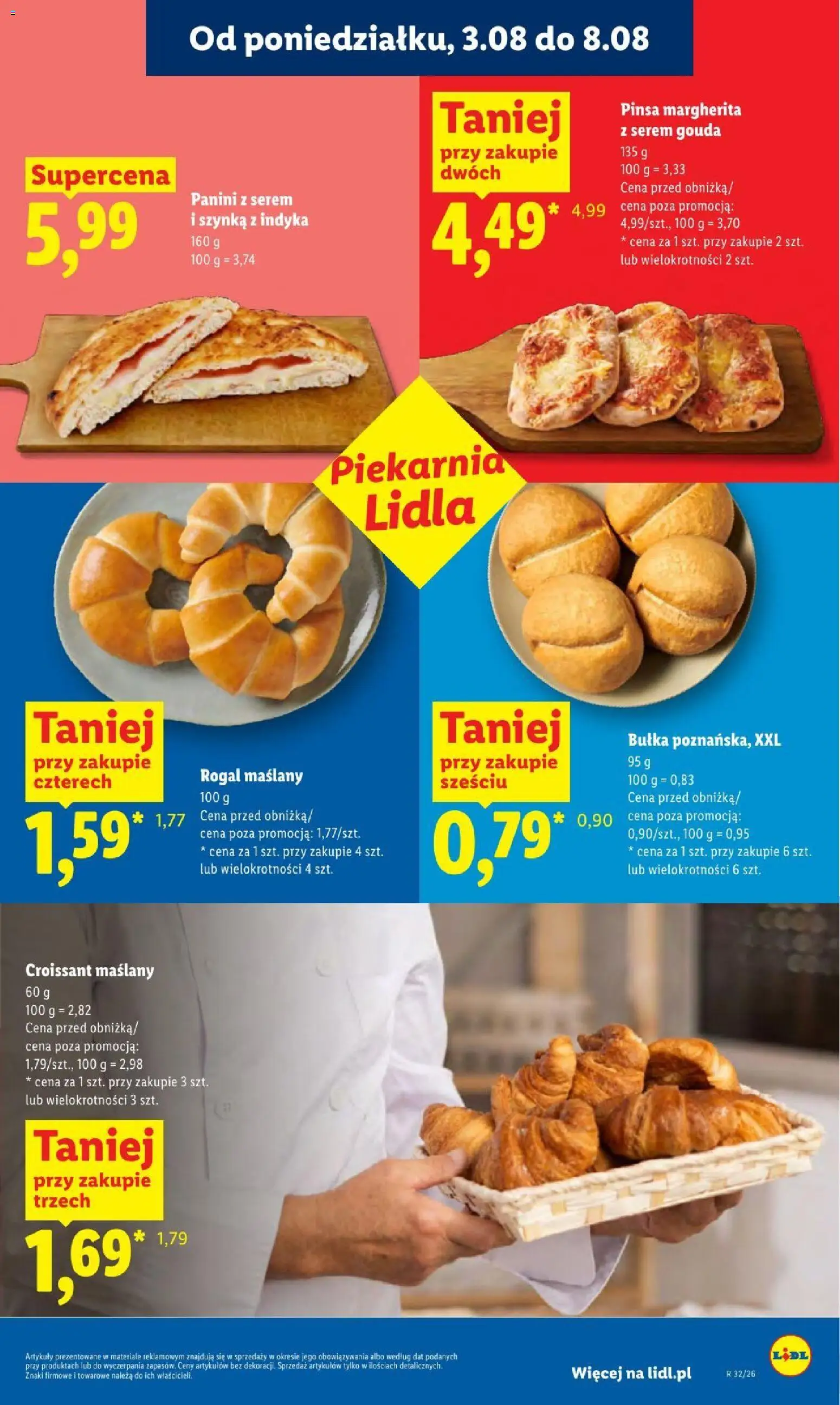 Lidl gazetka od 03.08.2026 | Strona: 61 | Produkty: Rogal maślany, Szynka, Pizza, Szynka z indyka