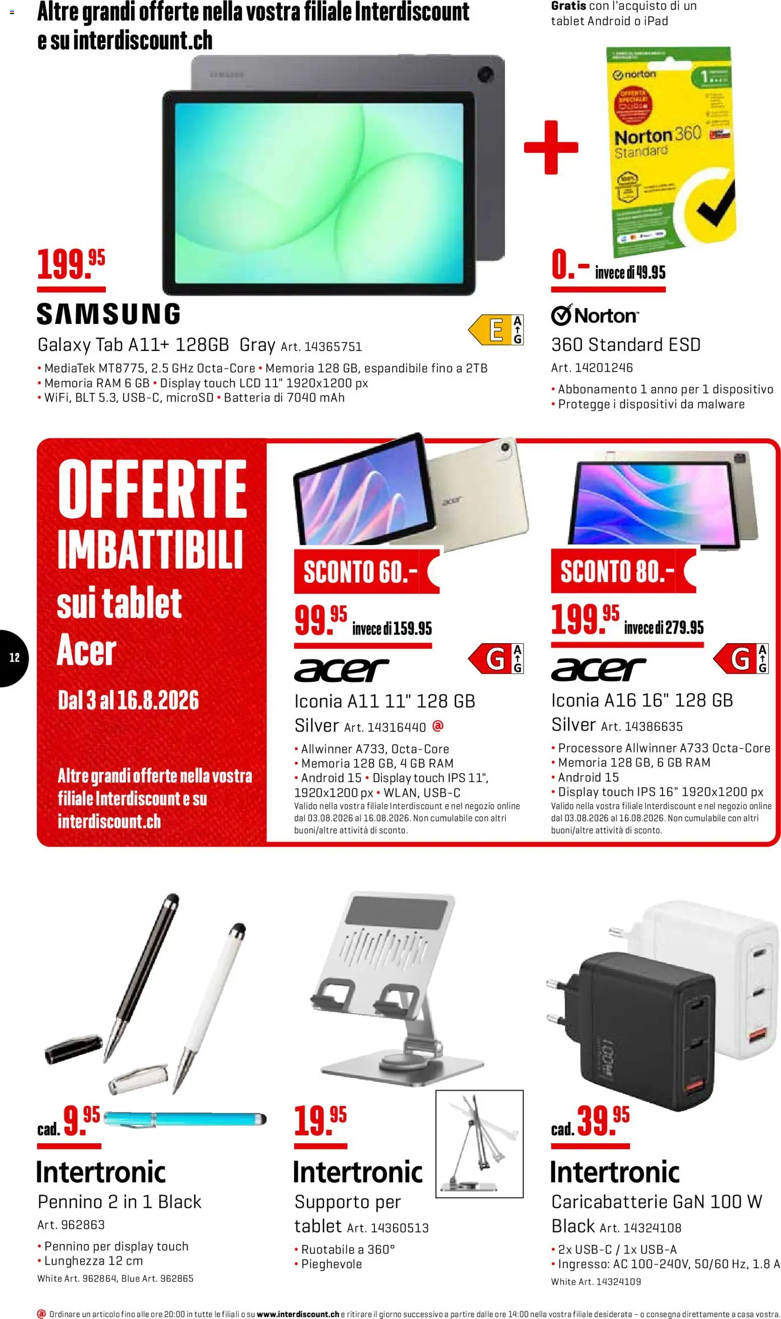 Interdiscount aktionen IT – gültig ab 03.08.2026 | Seite: 12 | Produkte: Tablet, Samsung, Ipad