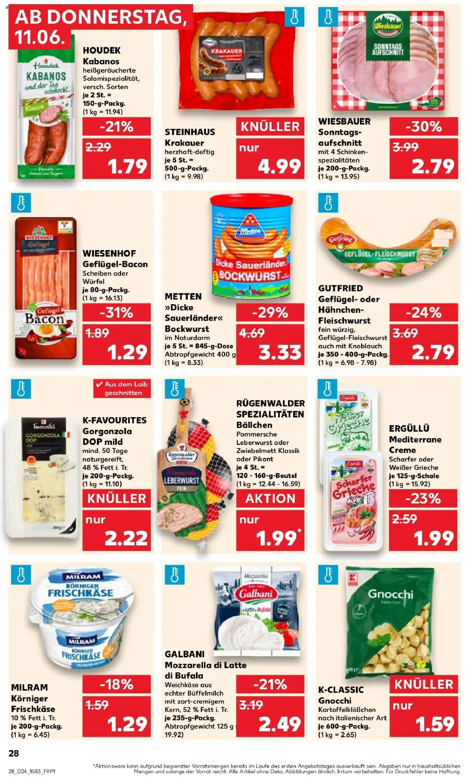 Kaufland Prospekt Göttingen – gültig ab 11.06.2026 | Seite: 28 | Produkte: Hahnchen, Mozzarella, Creme, Knoblauch