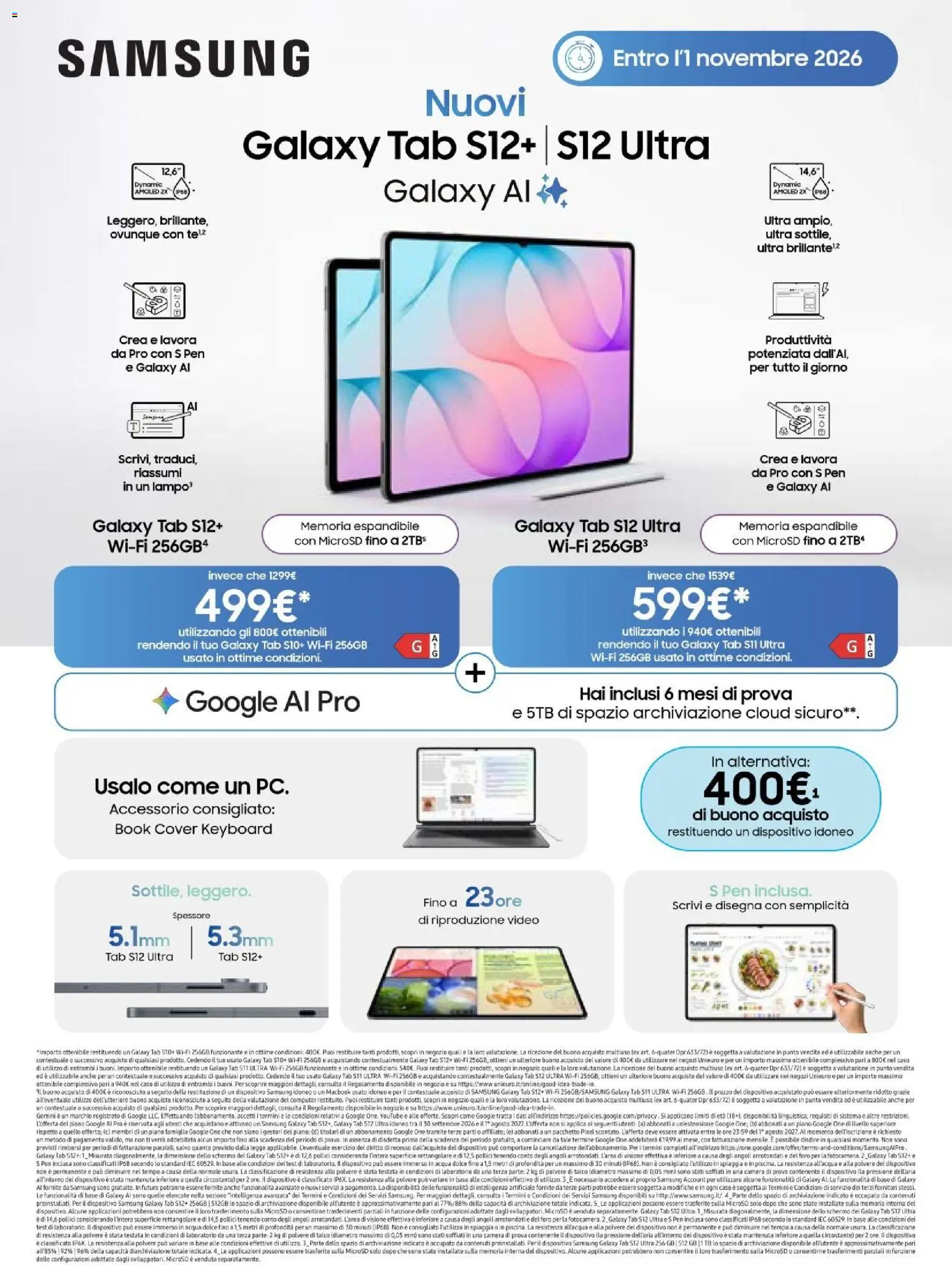Volantino Unieuro del 12/10/2026 | Pagina: 43 | Prodotti: Schermo, Samsung Galaxy, Acqua, Computer