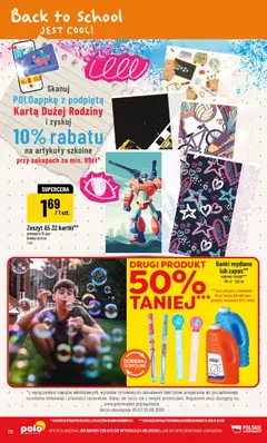 Pogląd oferty "POLOmarket gazetka" - ważna od 29.07.2026 | Strona: 72 | Produkty: Karta, Zeszyt, Artykuły szkolne